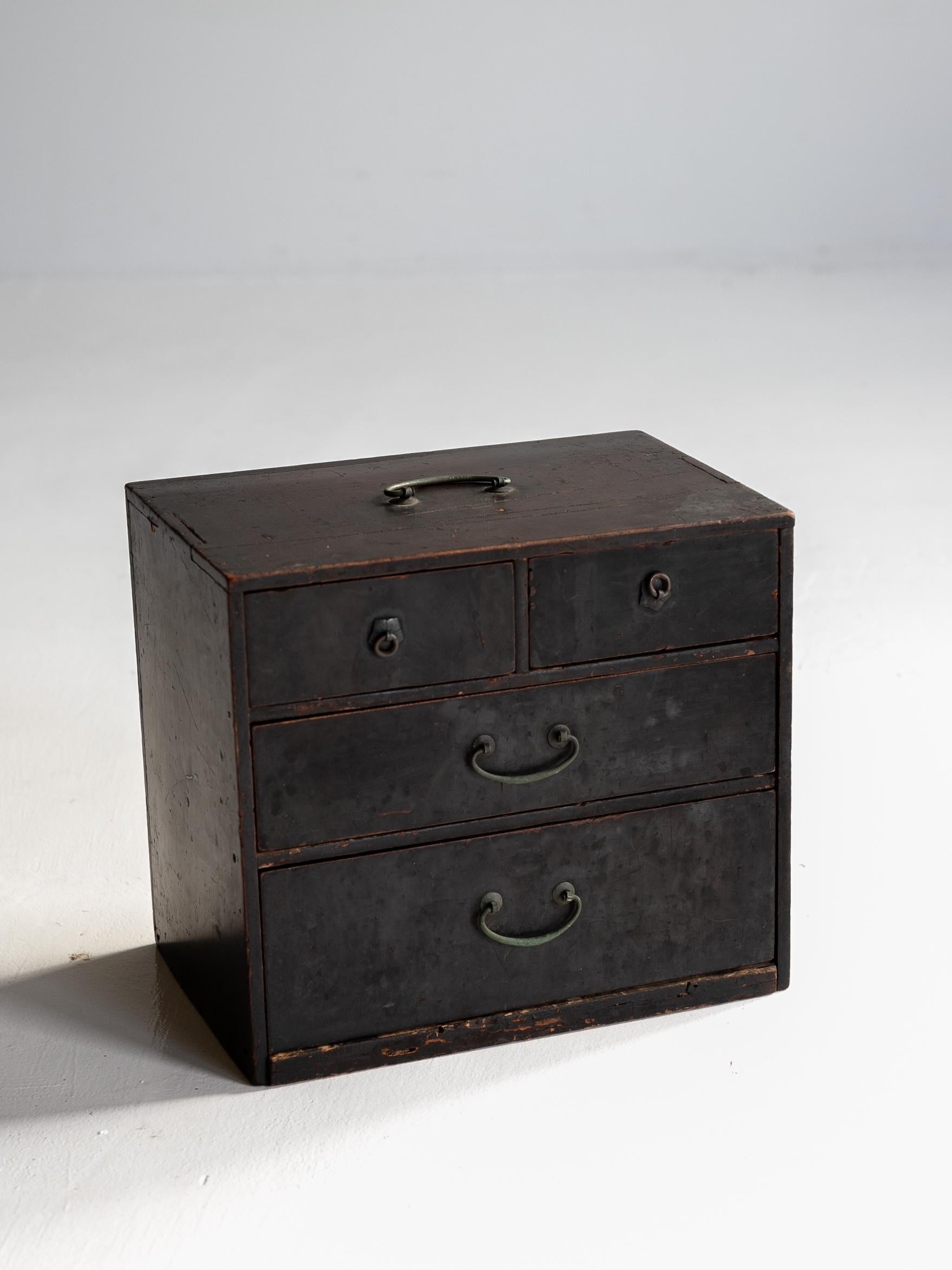 Cajón Wabisabi Antiguo Japonés Años 1860-1900 / Armario Almacenaje Tansu Mingei Meiji en venta