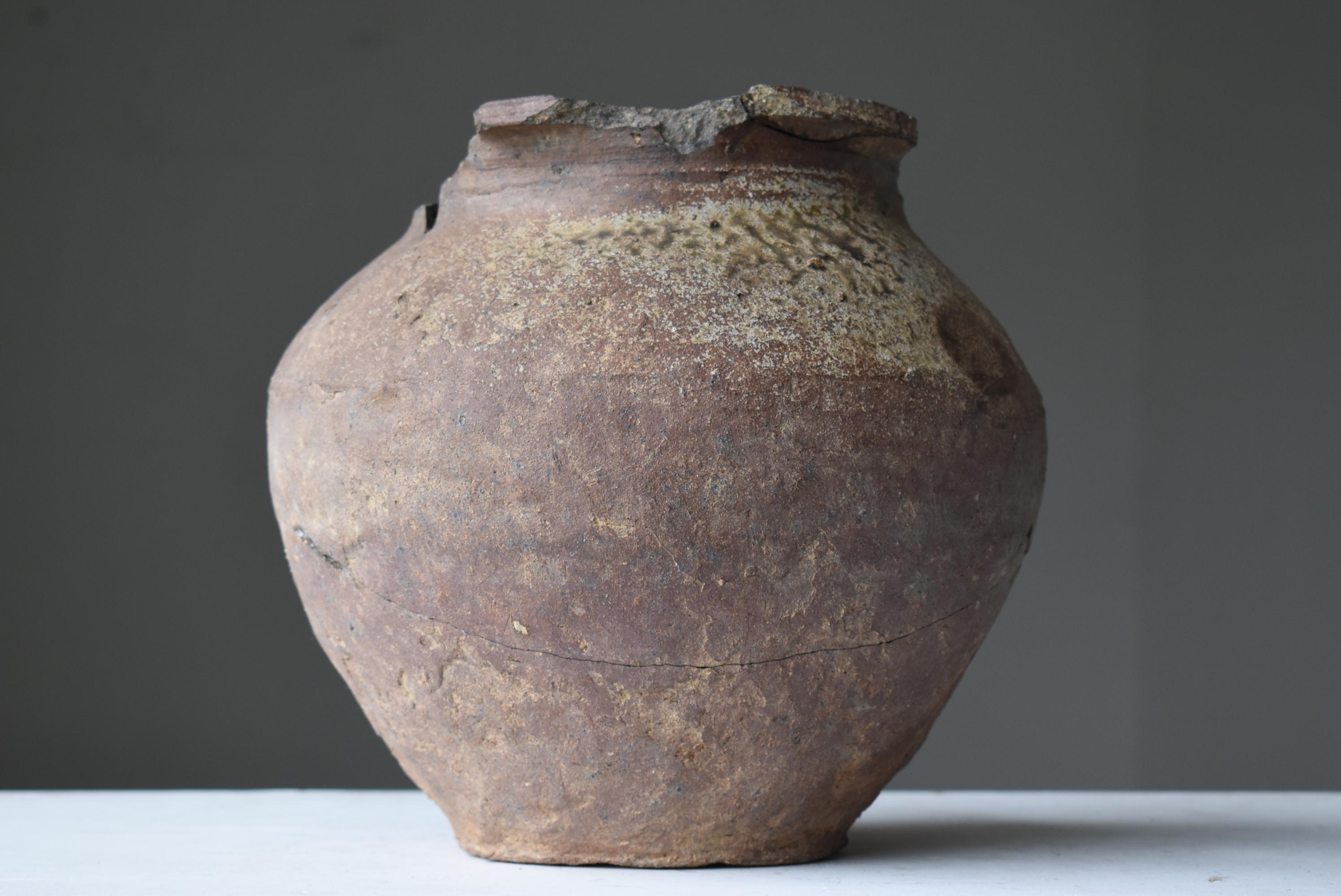 Japanese Antique Wabisabi Pottery Vase / Flower Vase Vessel Jar Tsubo 9