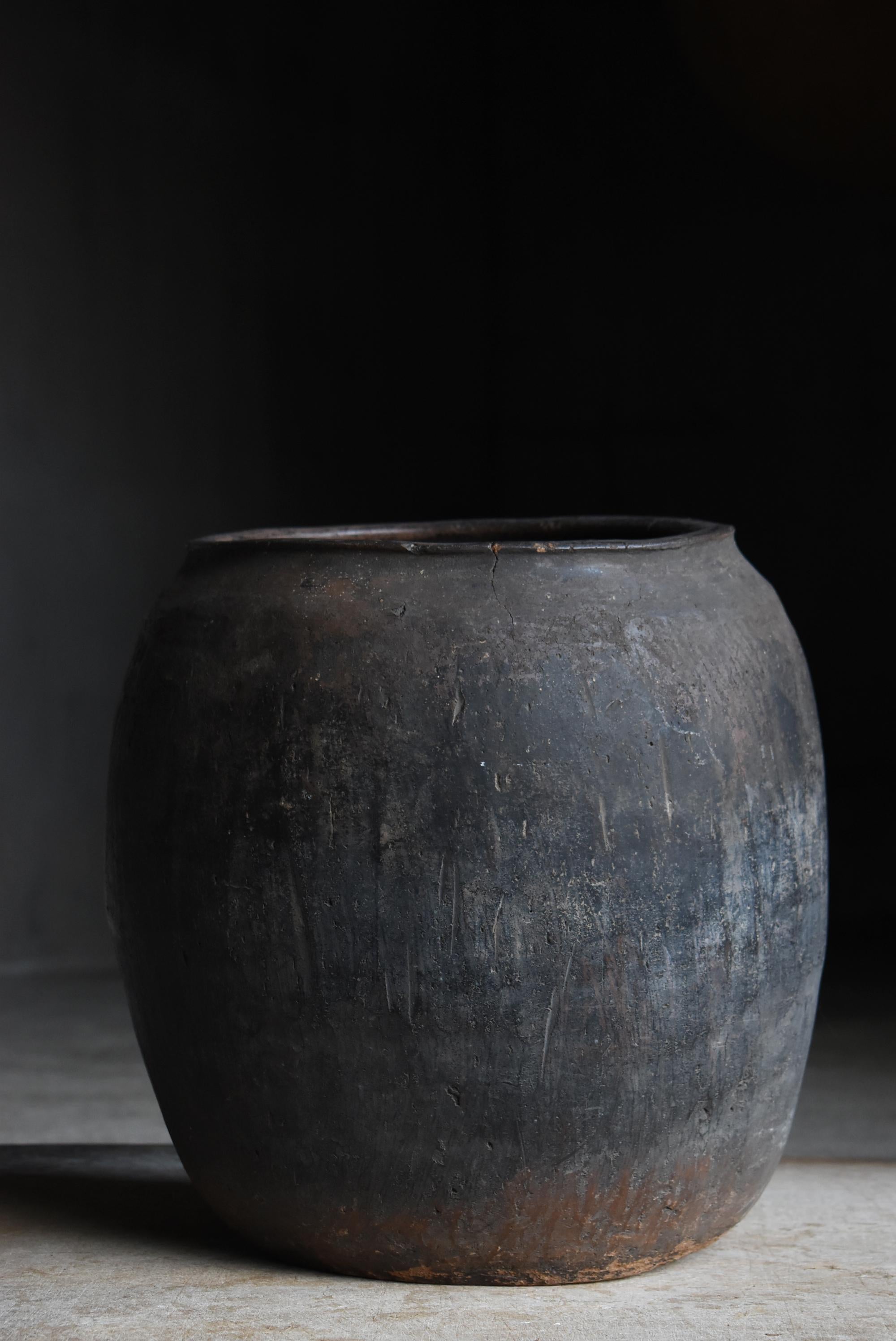 Antiguo Jarrón Japonés Wabisabi Tsubo 1800s-1860s / Vasija de Cerámica en venta 5