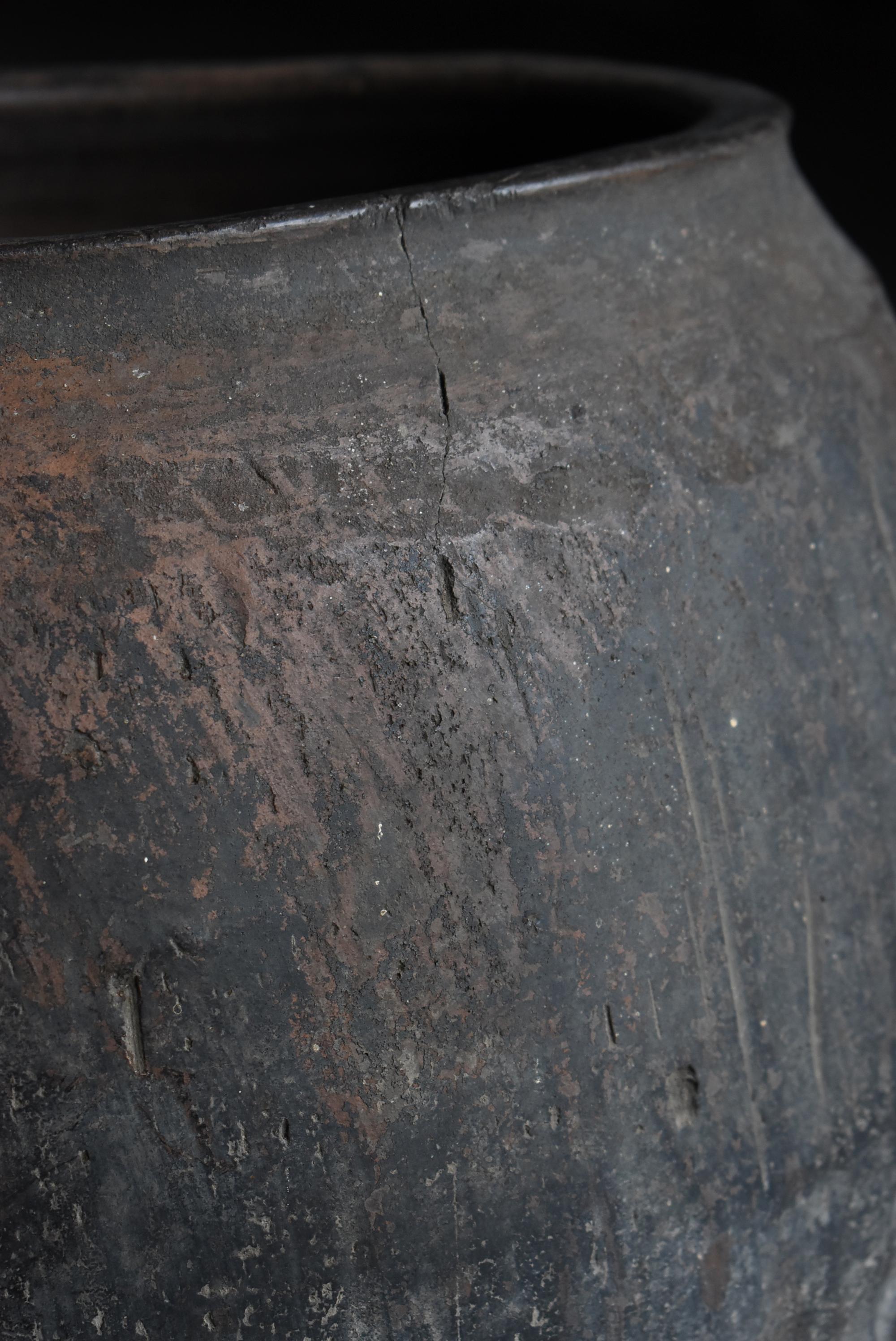 Antiguo Jarrón Japonés Wabisabi Tsubo 1800s-1860s / Vasija de Cerámica Alfarería en venta