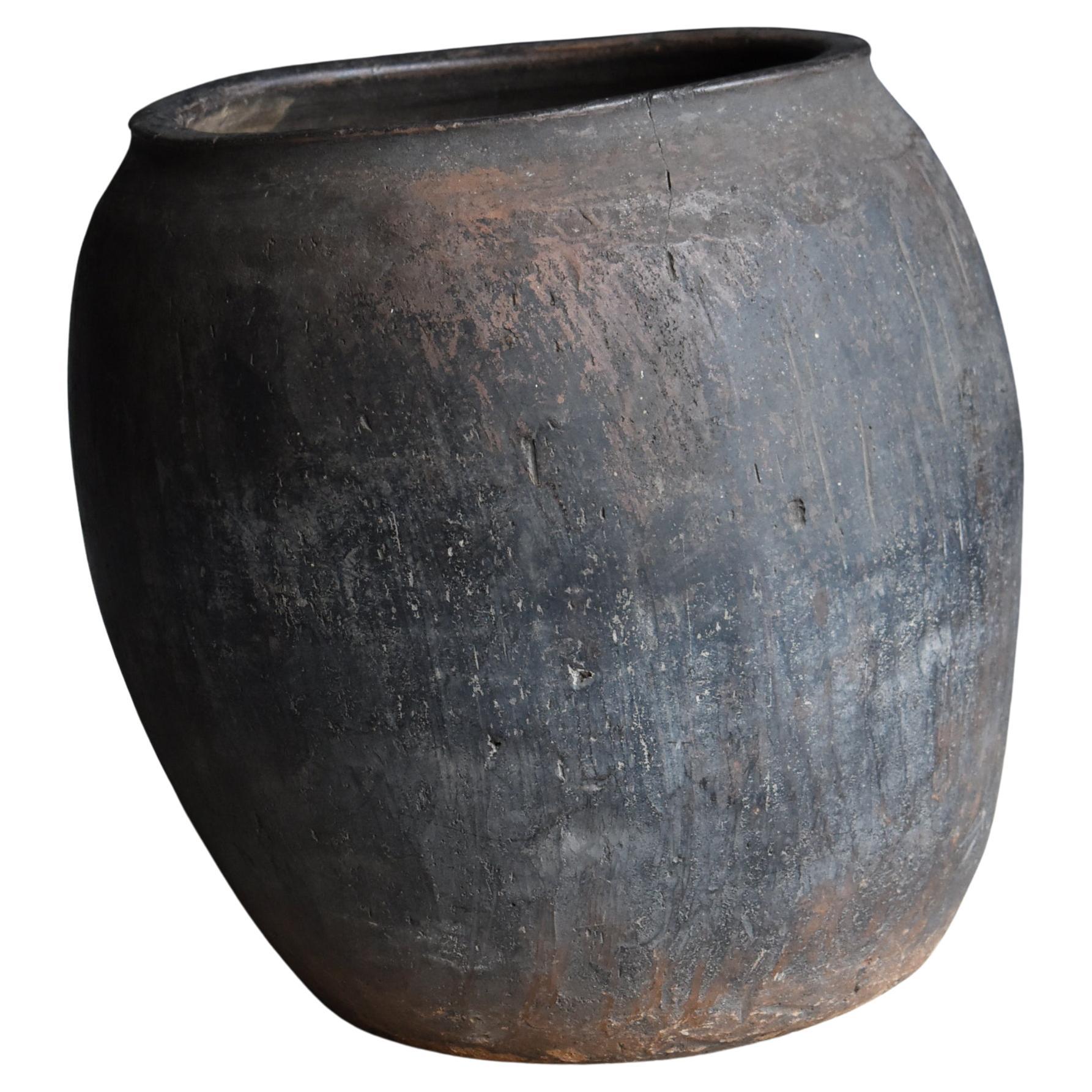 Japanese Antique Wabisabi Tsubo 1800s-1860s / Pottery Vase Vessel