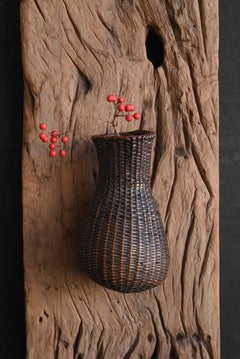 Japanese antique wall hanging bamboo vase/1868-1920/Wabisabi object