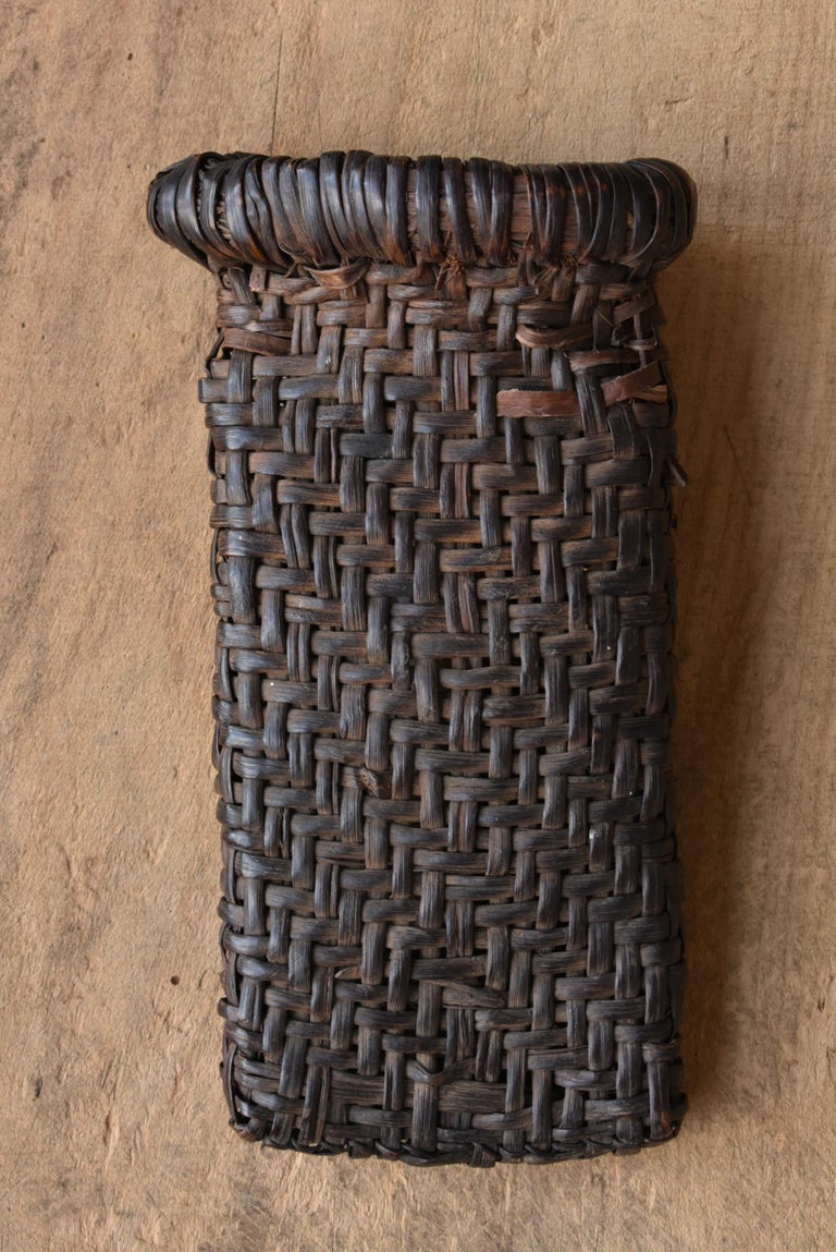 Japanese Antique Wall Hanging Vase Woven with Vines / Wabi Sabi