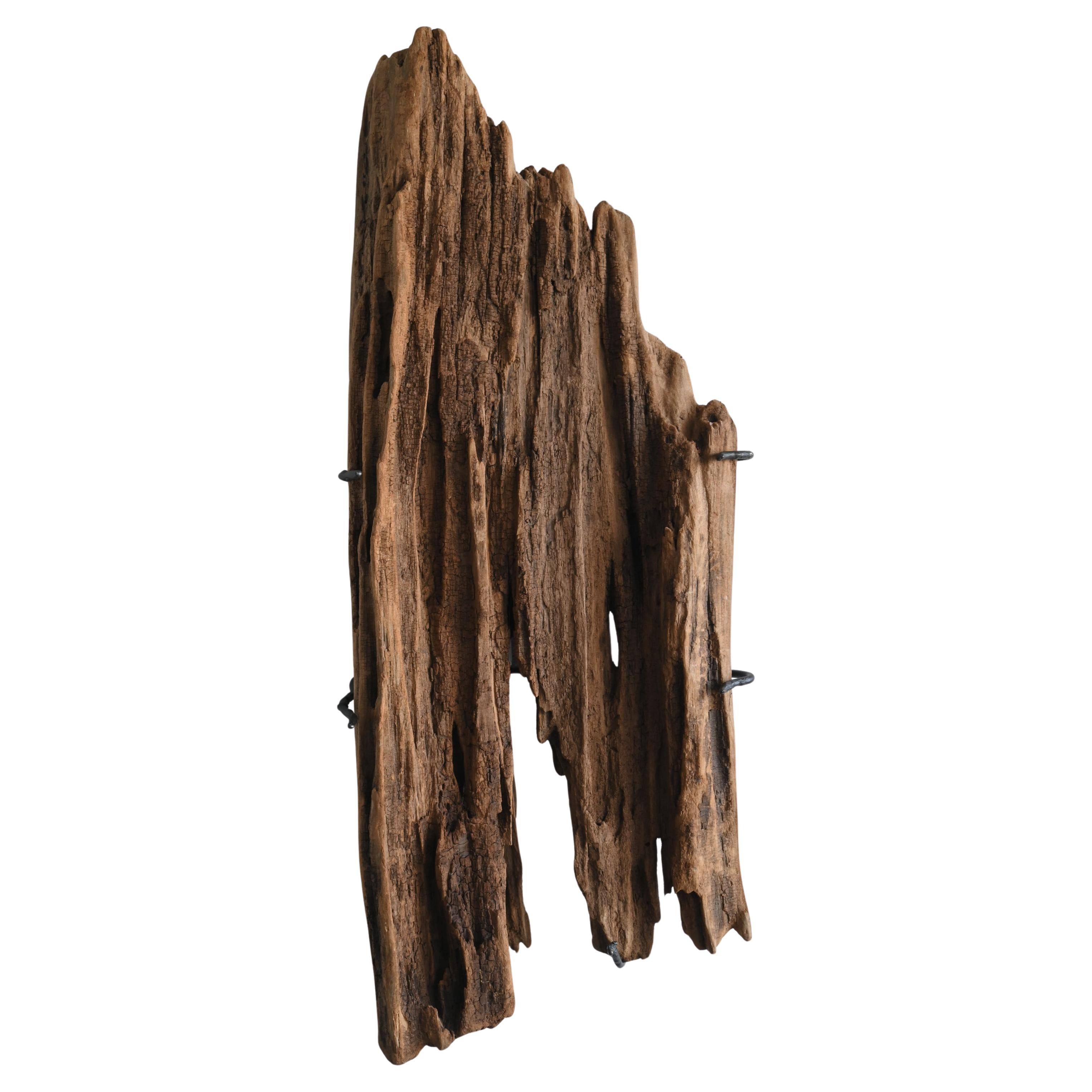 Japanese antique wall hanging wooden object/Wabi-Sabi withered ornament For Sale