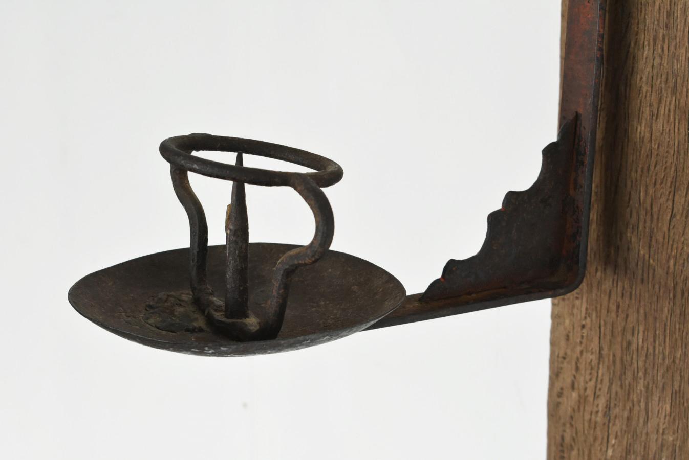 Iron Japanese Antique Wall-Mounted Candlestick/1868-1920/Meiji to Early Showa Period