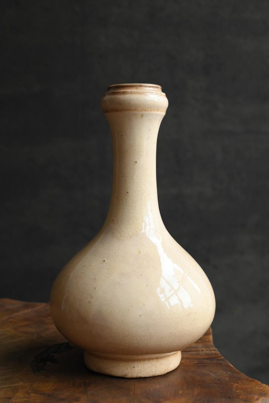 18th Century and Earlier Japanese antique white-glazed sake bottle / [Satsuma ware] vase / 1700-1800s For Sale
