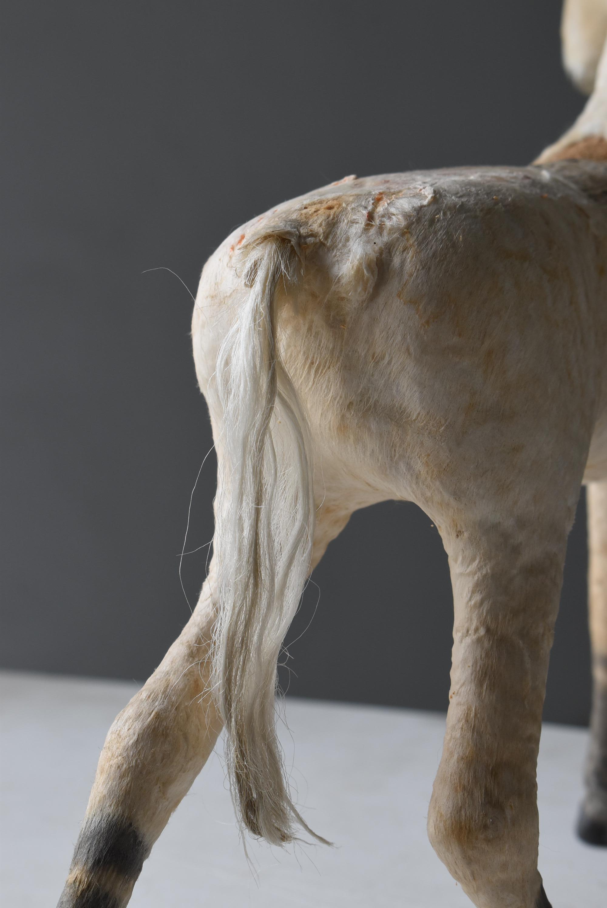 Japanese Antique White Horse Figurine 1920s-1940s / Wabisabi Object 7
