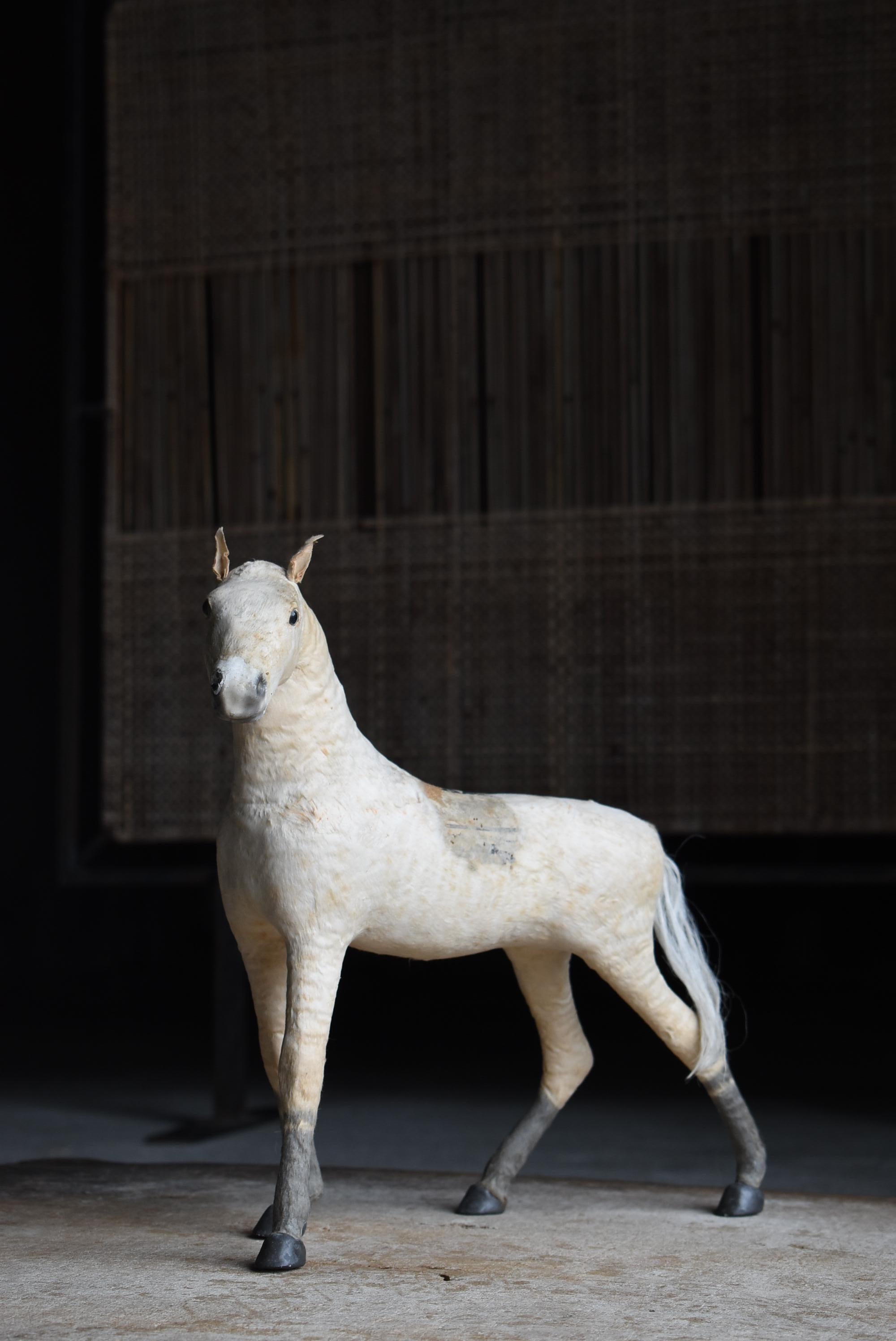 Japanese Antique White Horse Figurine 1920s-1940s / Wabisabi Object 12