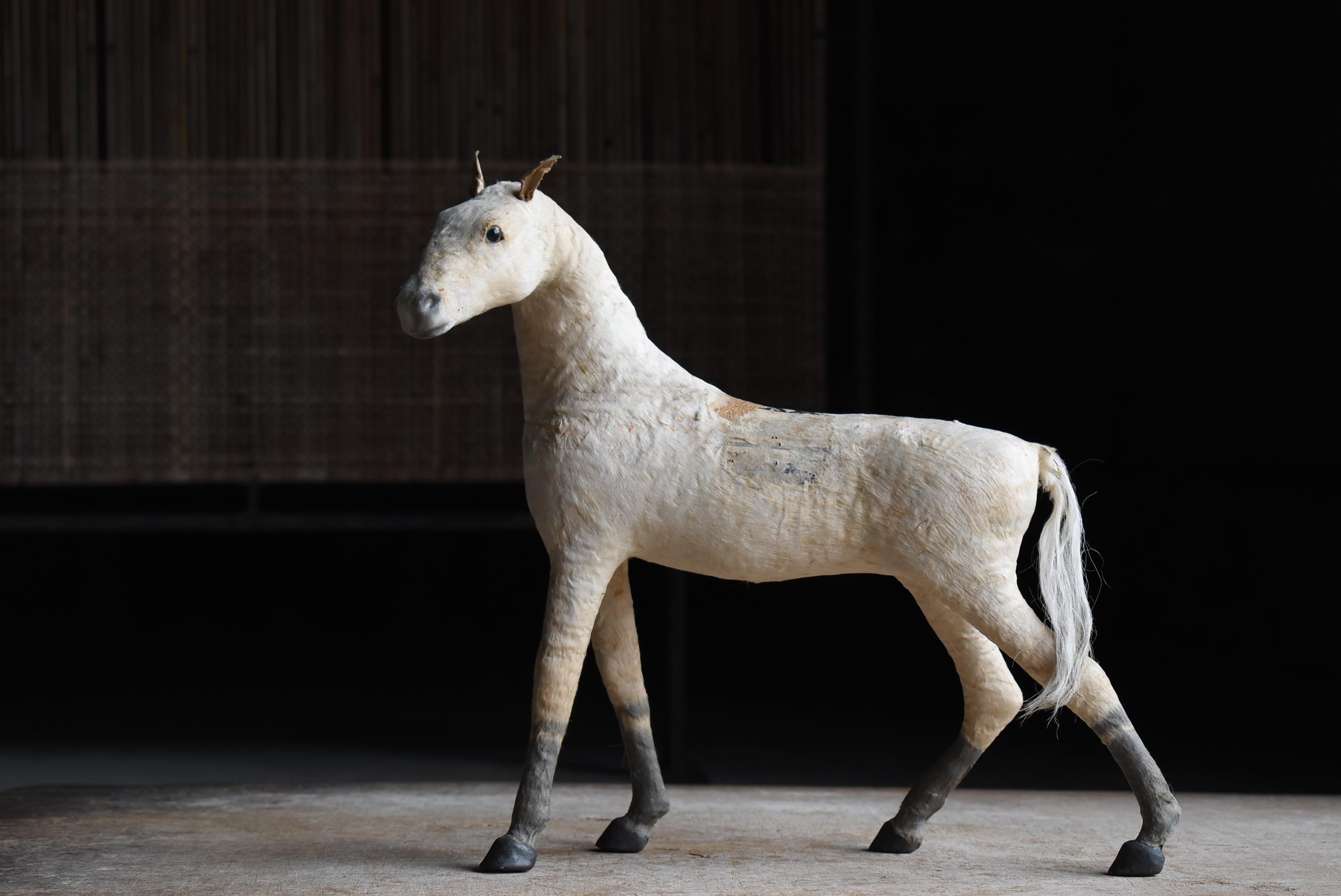 Showa Japanese Antique White Horse Figurine 1920s-1940s / Wabisabi Object