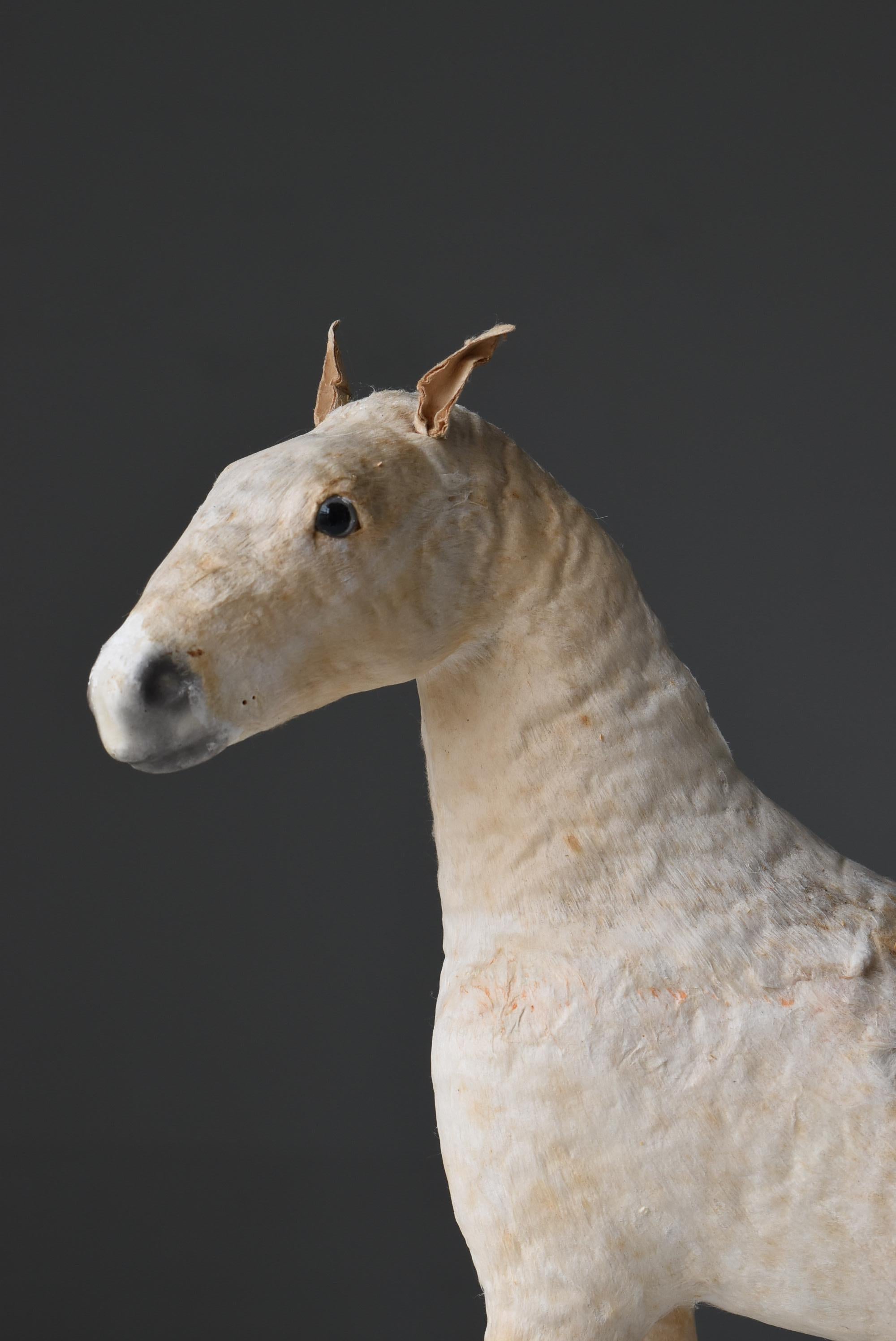 Hand-Crafted Japanese Antique White Horse Figurine 1920s-1940s / Wabisabi Object