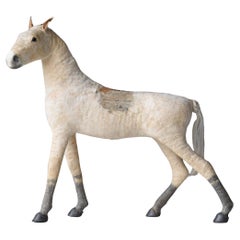 Japanese Antique White Horse Figurine 1920s-1940s / Wabisabi Object