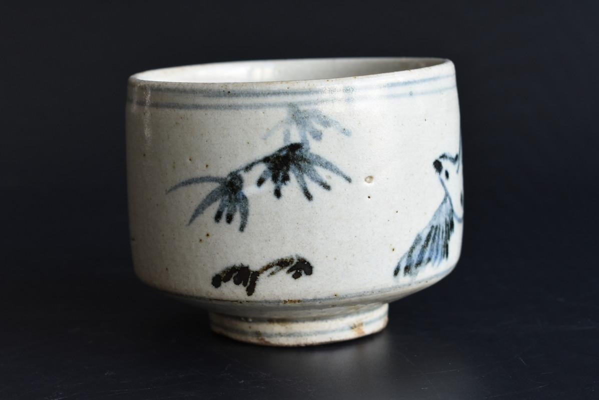 Japanese Antique White Porcelain Blue Painting Bowl / Imari Ware / Edo Period 1