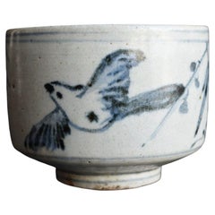 Japanese Antique White Porcelain Blue Painting Bowl / Imari Ware / Edo Period