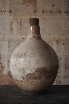 Antike japanische Sake-Flaschenflasche aus weißem Porzellan / Vasenobjekt / Wabi-sabi Mingei, Wabi-sabi Mingei