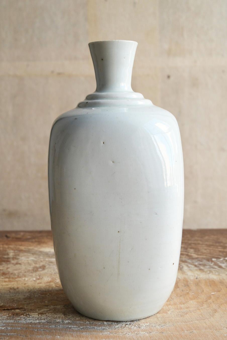 19th Century Japanese antique white porcelain vase/1818-1900/”Iwatani ware”/rare sake bottle For Sale