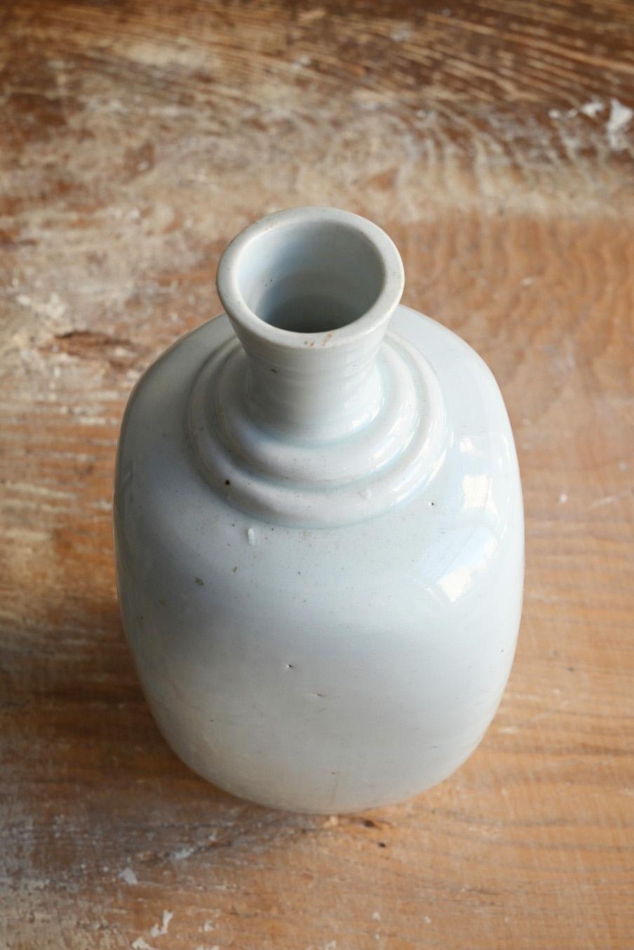 Japanese antique white porcelain vase/1818-1900/”Iwatani ware”/rare sake bottle For Sale 1