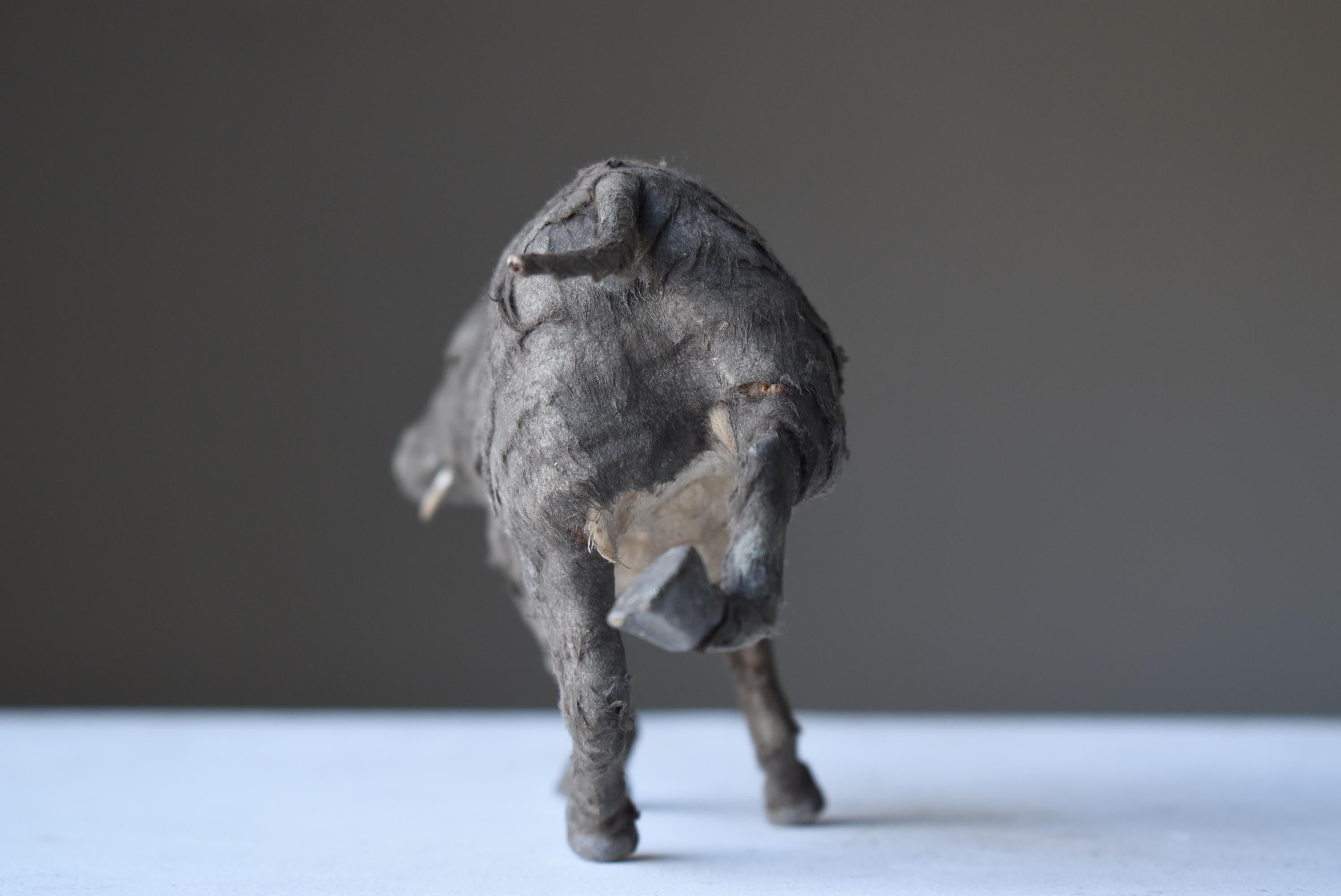 Paper Japanese Antique Wild Boar 1940s-1960s / Animal Figurine Object Wabi Sabi For Sale