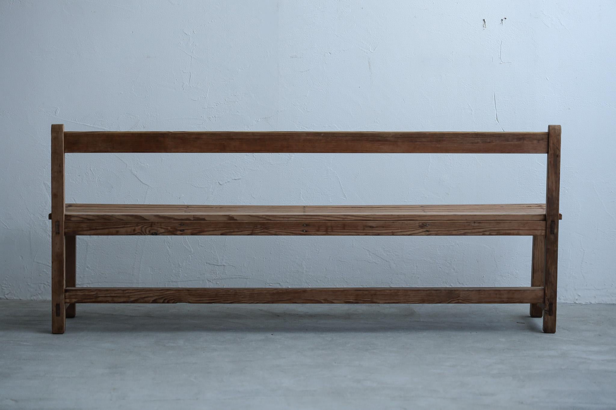 Japanese Antique Wood Bench, Rustic Wooden Chair, Wabi-Sabi For Sale 5