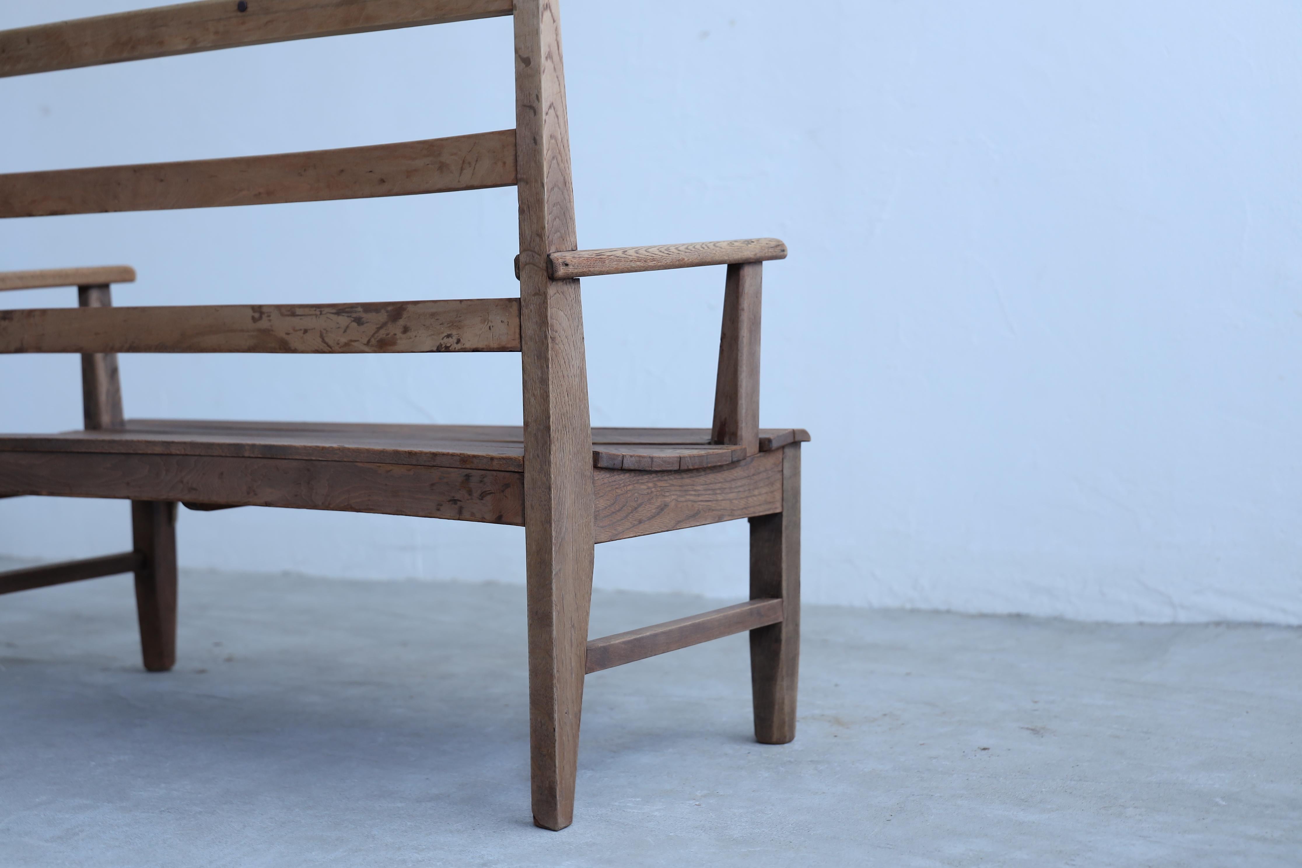 Japanische antike japanische Holzbank, primitiver Holzstuhl, Wabi-Sabi im Angebot 5