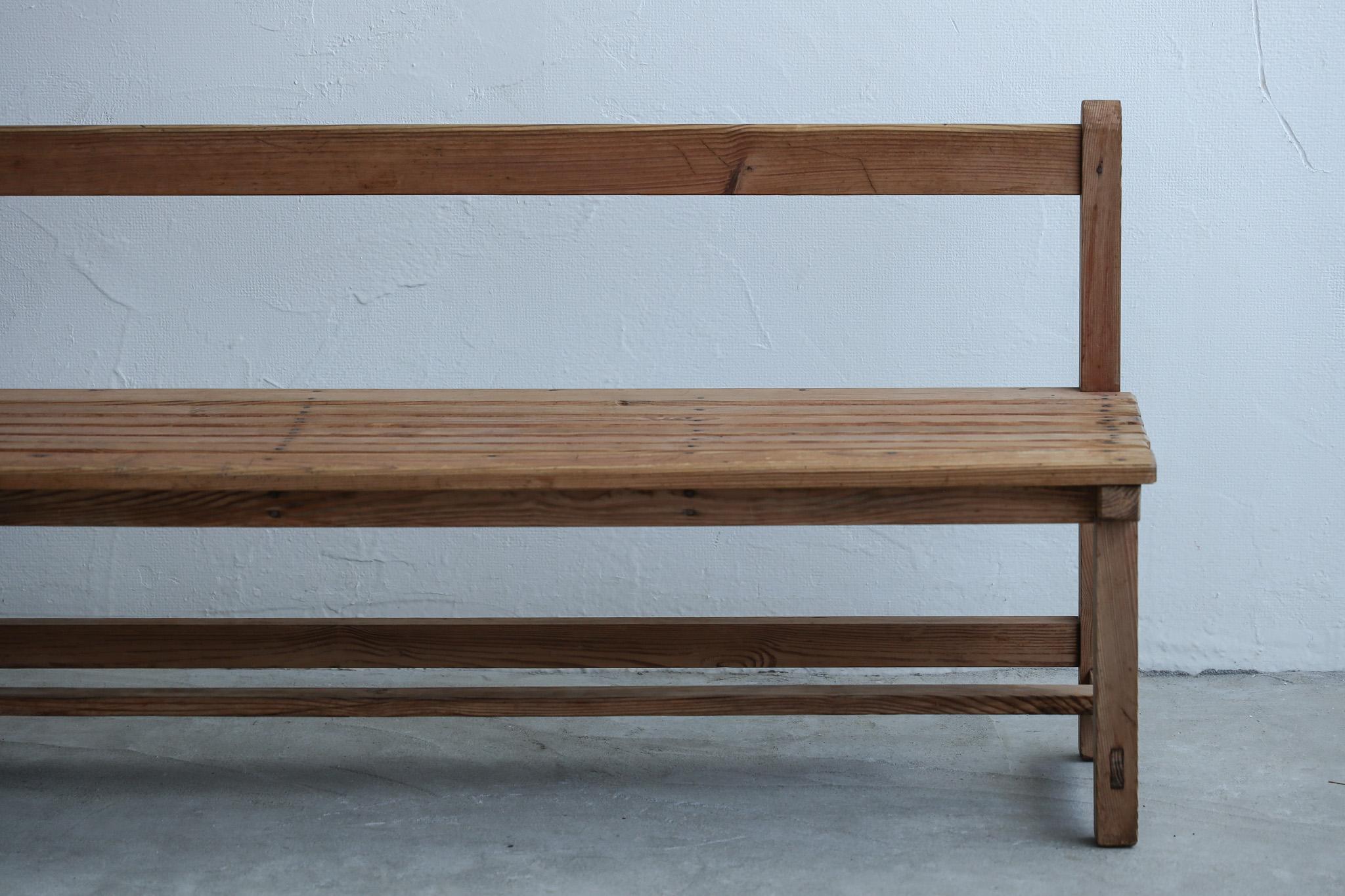 Japanese Antique Wood Bench, Rustic Wooden Chair, Wabi-Sabi For Sale 6