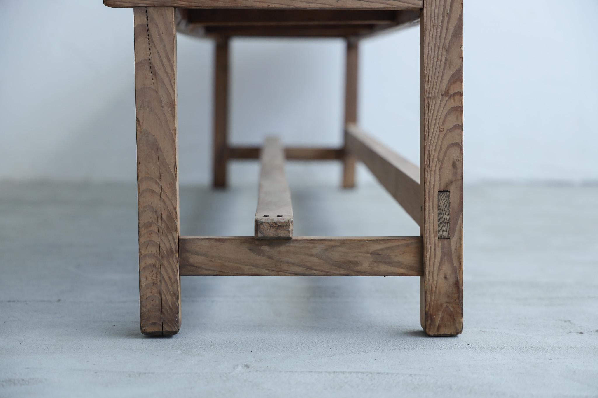 Japanese Antique Wood Bench, Rustic Wooden Chair, Wabi-Sabi For Sale 9