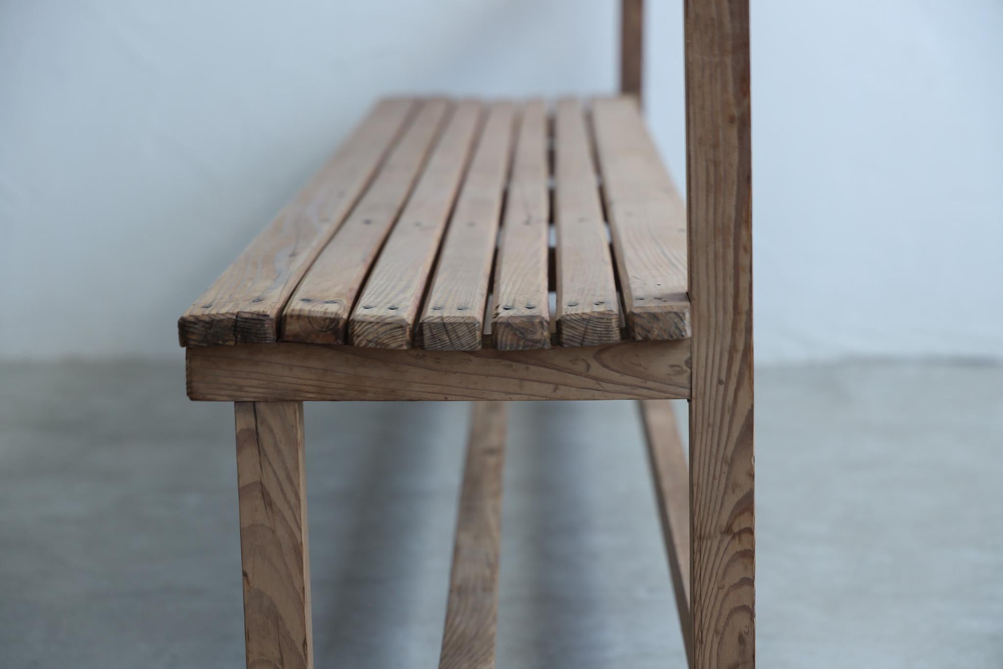 Japanese Antique Wood Bench, Rustic Wooden Chair, Wabi-Sabi For Sale 10