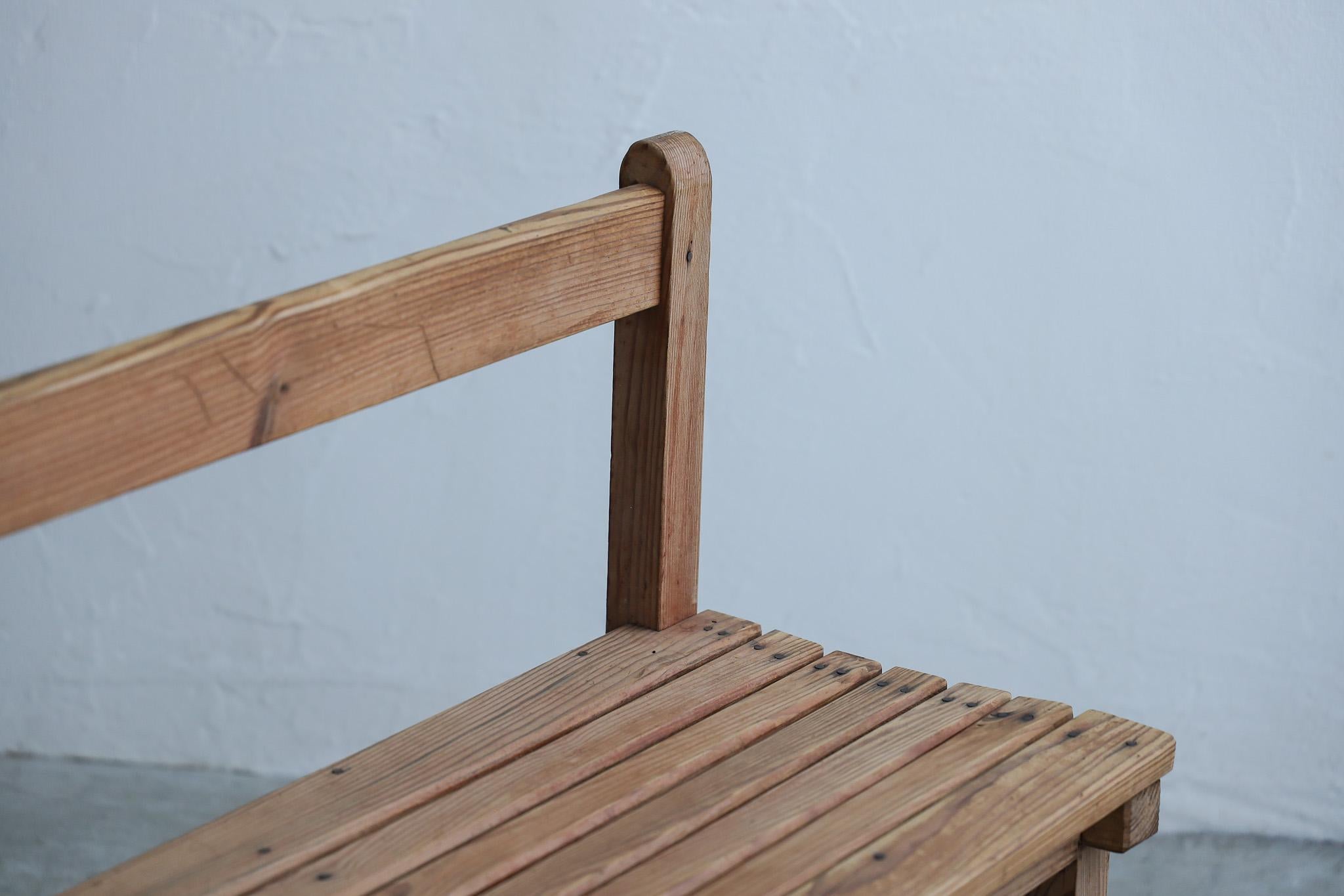 Japanese Antique Wood Bench, Rustic Wooden Chair, Wabi-Sabi In Good Condition For Sale In Katori-Shi, 12