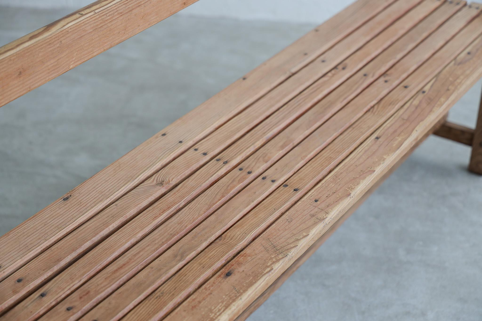 20th Century Japanese Antique Wood Bench, Rustic Wooden Chair, Wabi-Sabi For Sale
