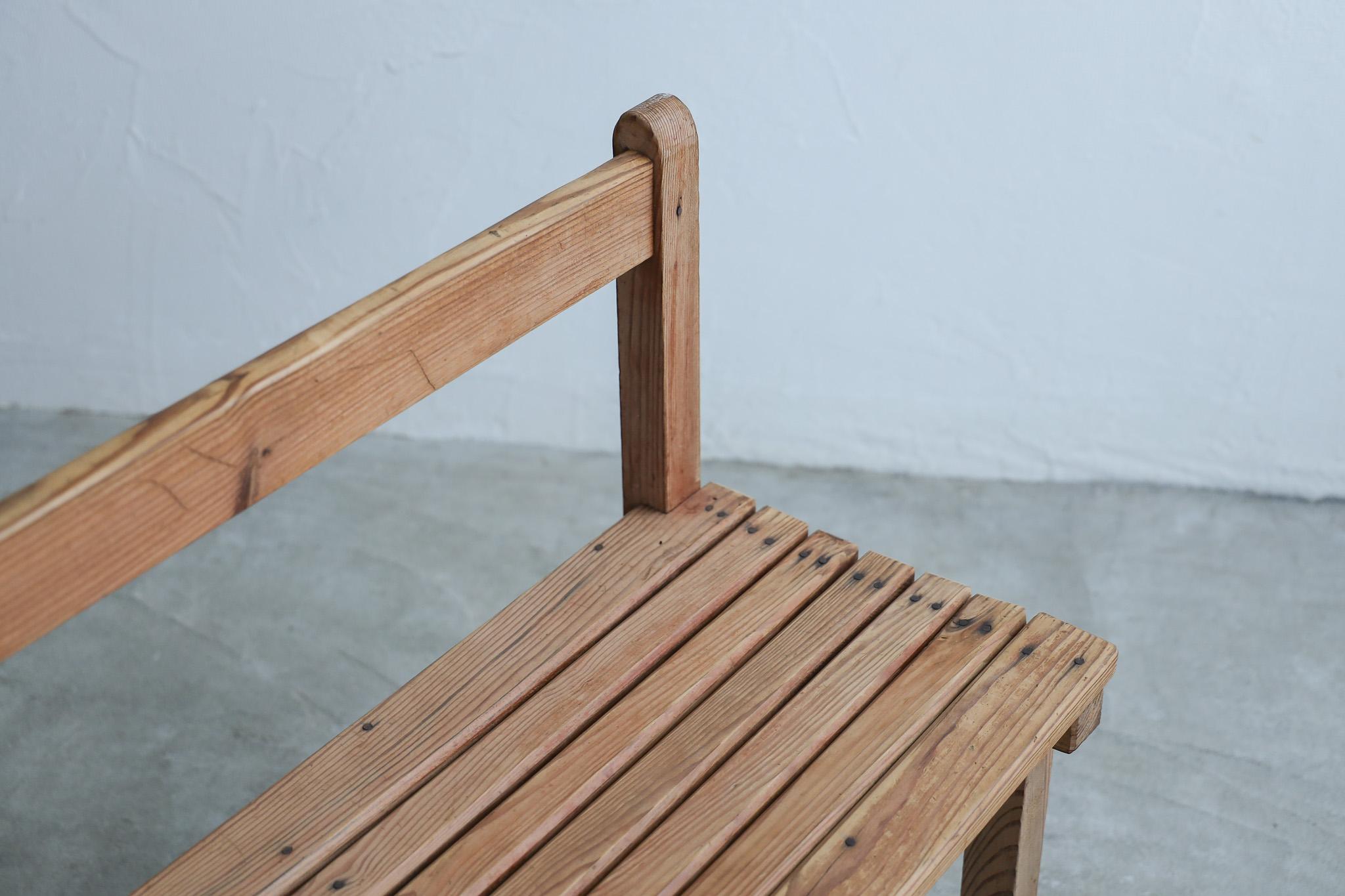 Japanese Antique Wood Bench, Rustic Wooden Chair, Wabi-Sabi For Sale 1