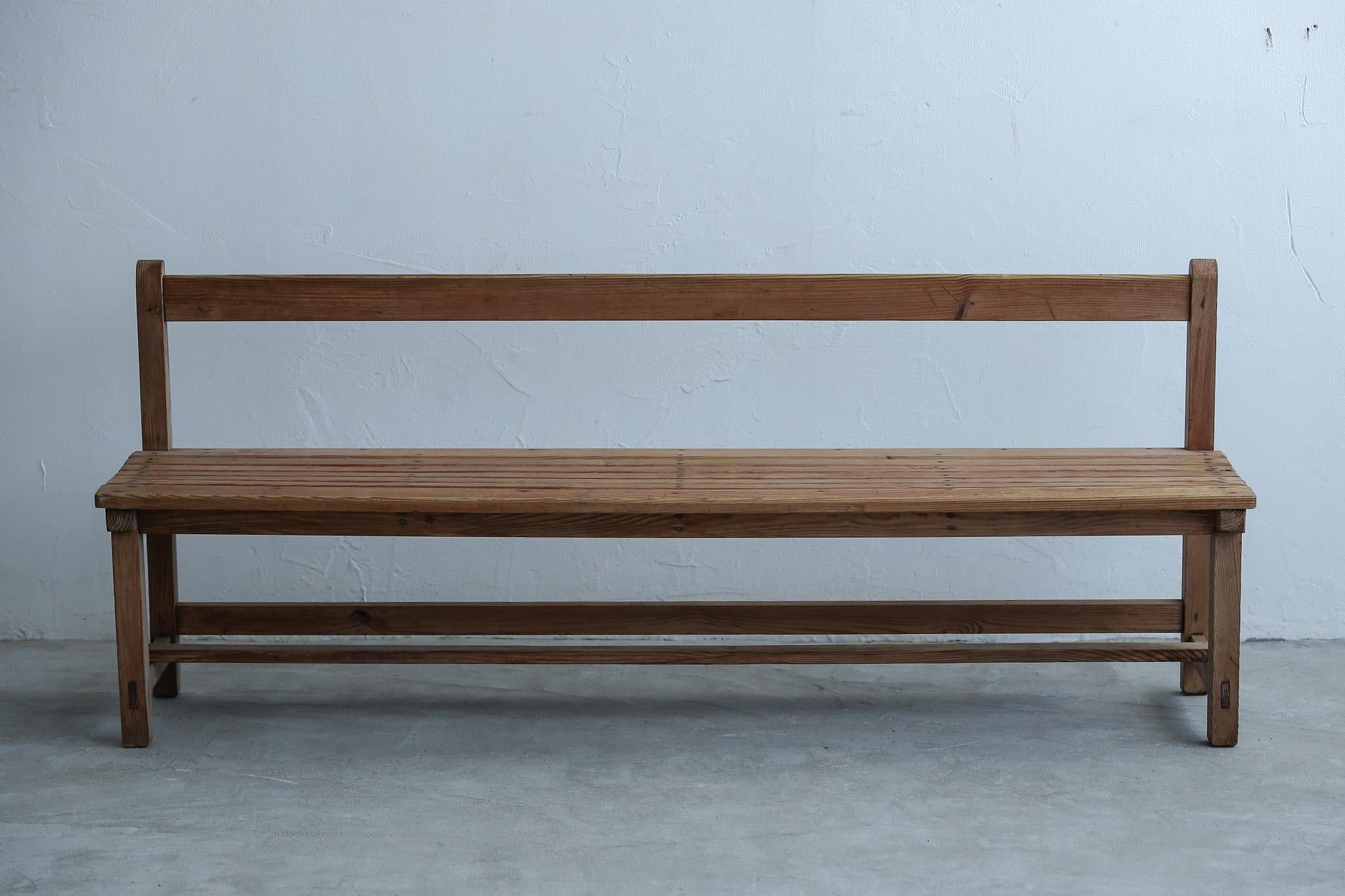 Japanese Antique Wood Bench, Rustic Wooden Chair, Wabi-Sabi For Sale 2