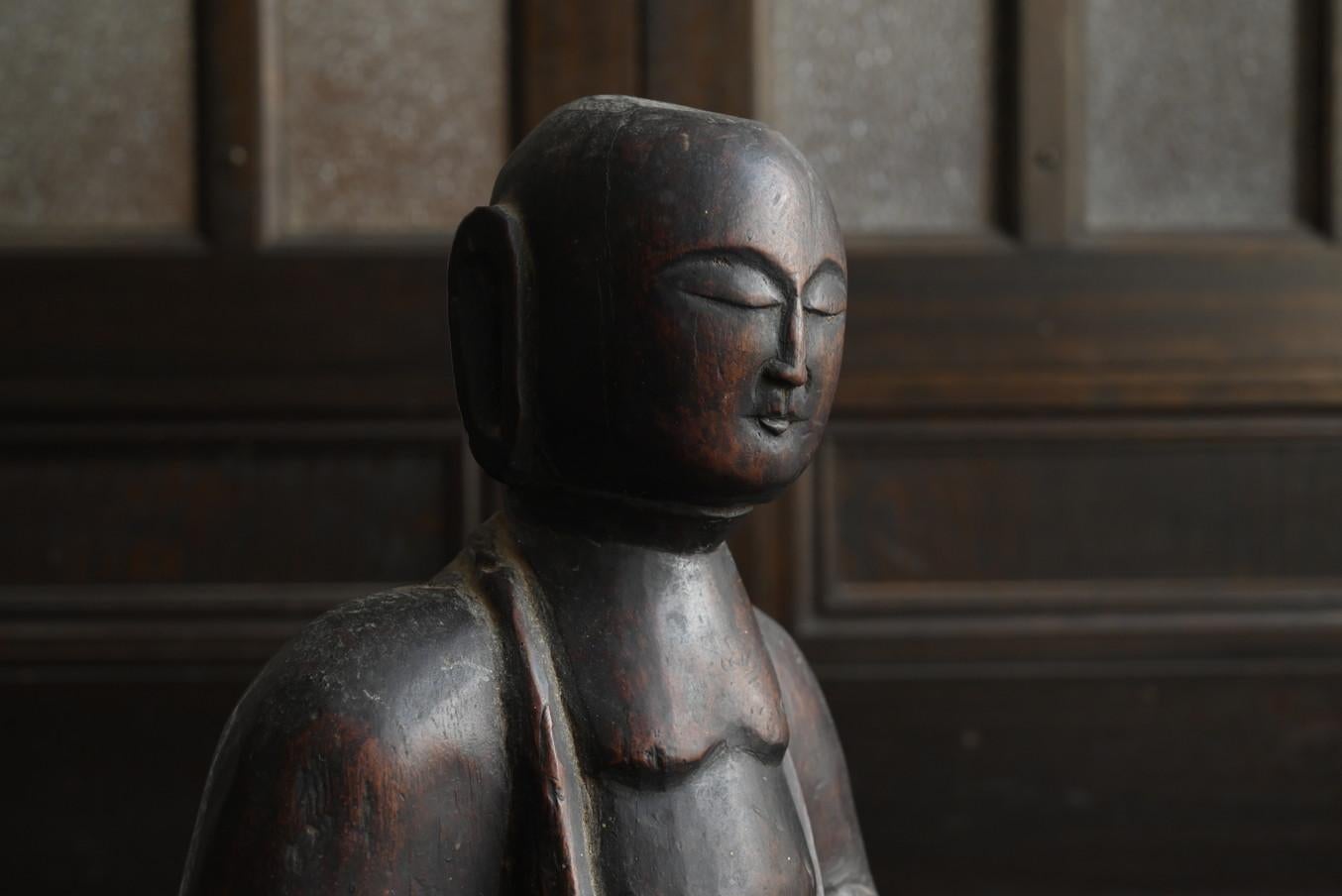 Japanischer antiker geschnitzter Buddha aus Holz/1800er/late Edo-Periode/Volks Buddha im Zustand „Gut“ im Angebot in Sammu-shi, Chiba