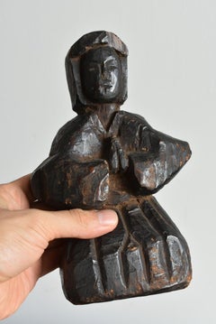 Japanese Antique Wood Carved Statue of God/1800s/Edo-Meiji Period/Buddha Statue