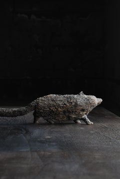 Japanese Antique Wood-Carved Tanuki Edo period 1800s-1860s / Sculpture Wabi-Sabi