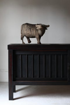 Japanese Antique Wood-Carved Water Buffalo/ Wooden Figurine/ Wabi-Sabi Primitive