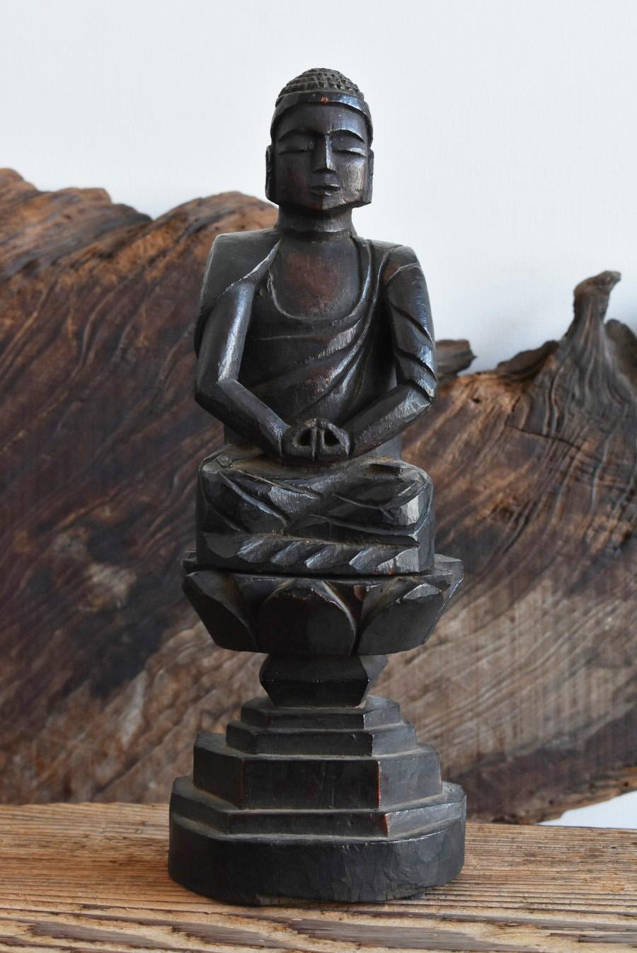 Japanese antique wood carving Buddha statue / 1700-1800 / Edo period 8