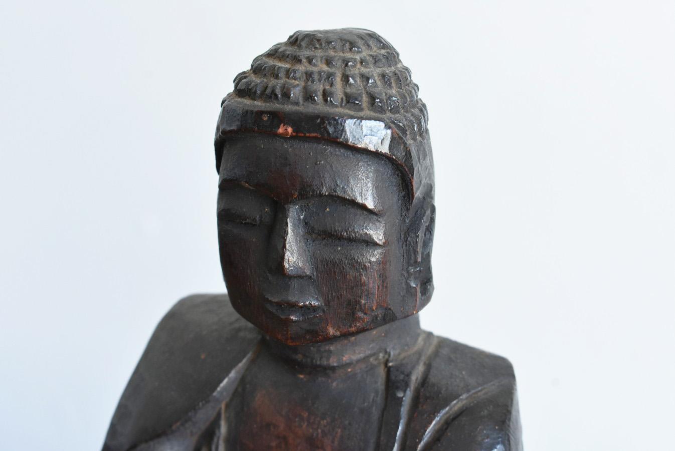 Hand-Carved Japanese antique wood carving Buddha statue / 1700-1800 / Edo period