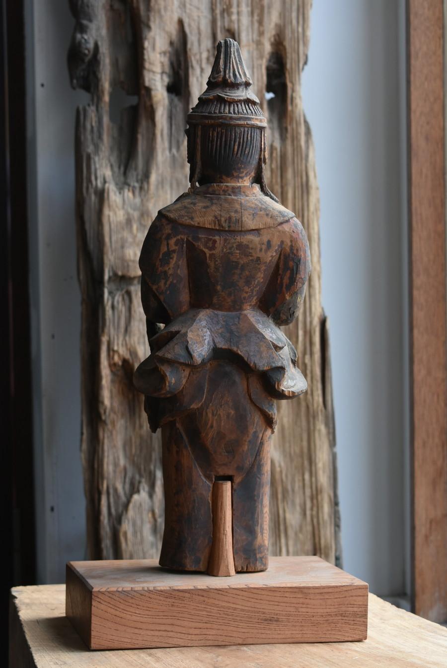 Japanese Antique Wood Carving Buddha Statue / 1700-1800 / Edo Period / Wabi-Sabi 3