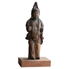 Japanese Antique Wood Carving Buddha Statue / 1700-1800 / Edo Period / Wabi-Sabi