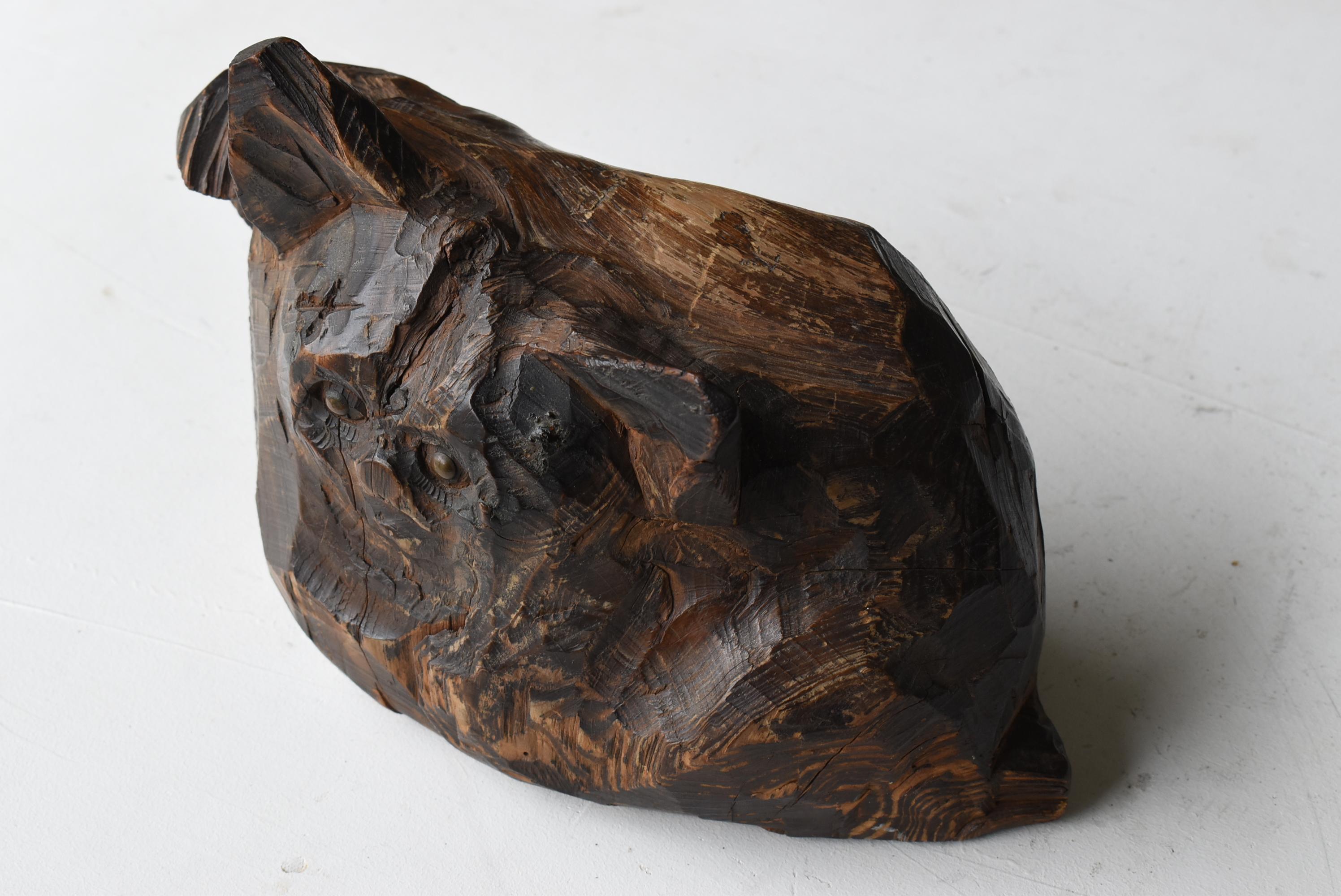 Japanese Antique Wood Carving Cat 1860s-1900s / Figurine Sculpture Wabi Sabi 4