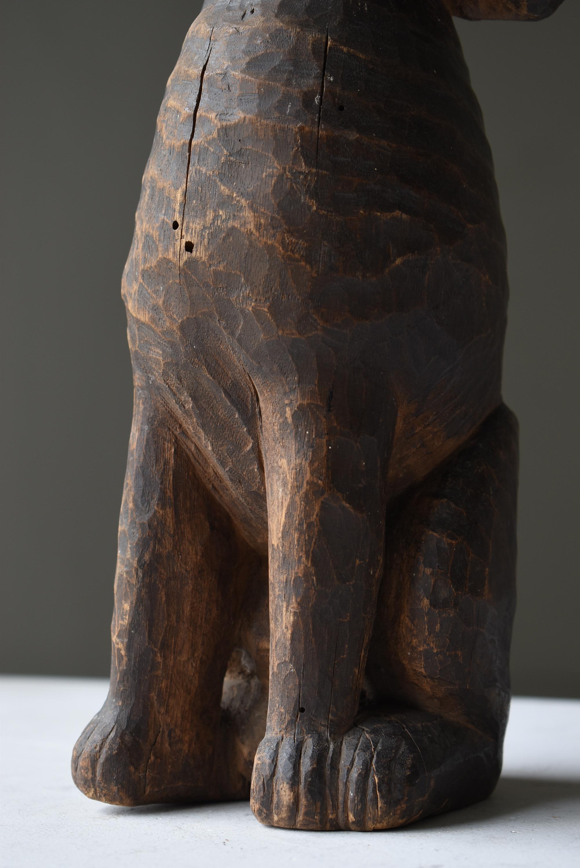 Japanese Antique Wood Carving Cat 1860s-1900s / Sculpture Wabi Sabi 8