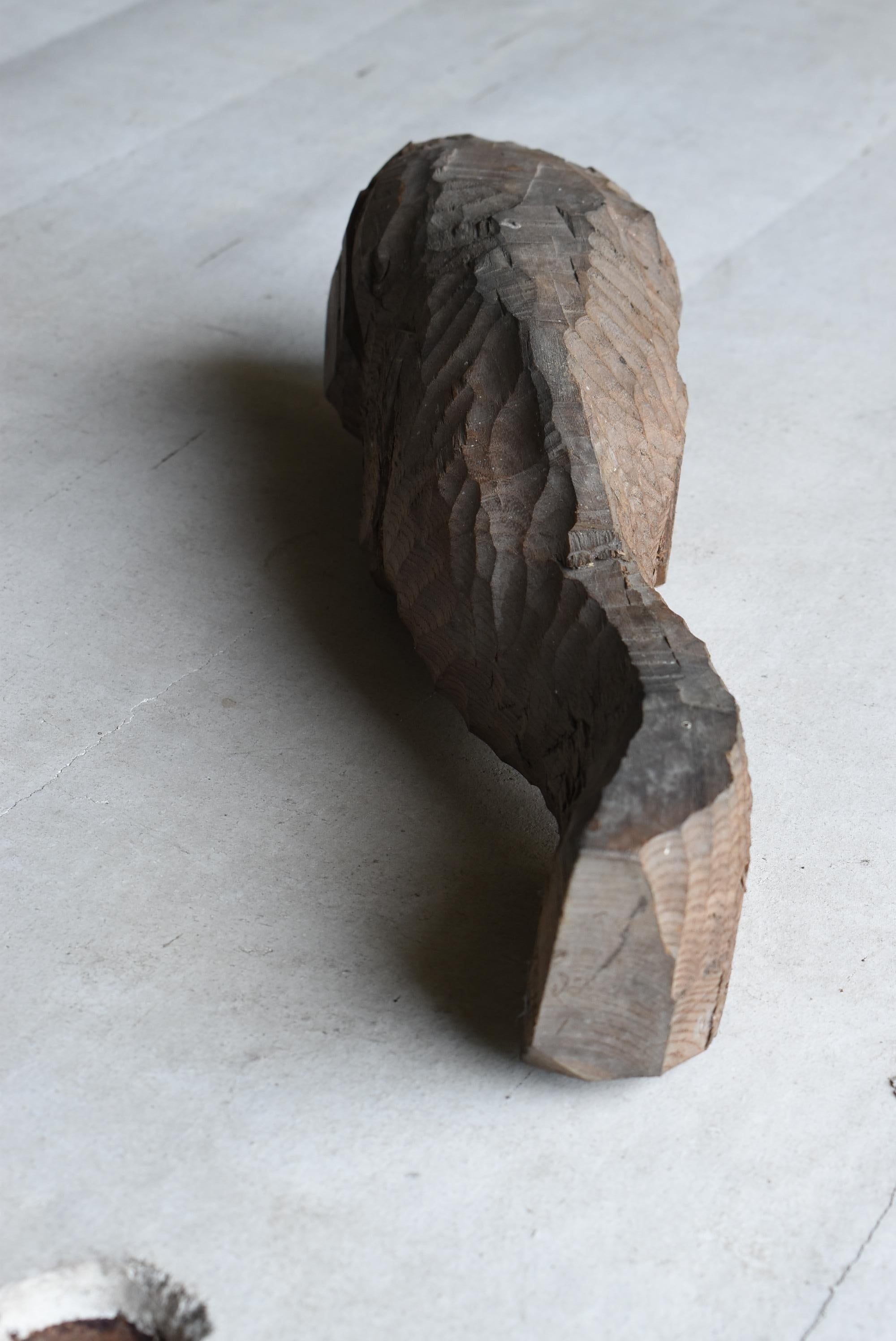Scultura antica giapponese in legno con pesce gatto 1900-1940 / Oggetto Wabisabi 5
