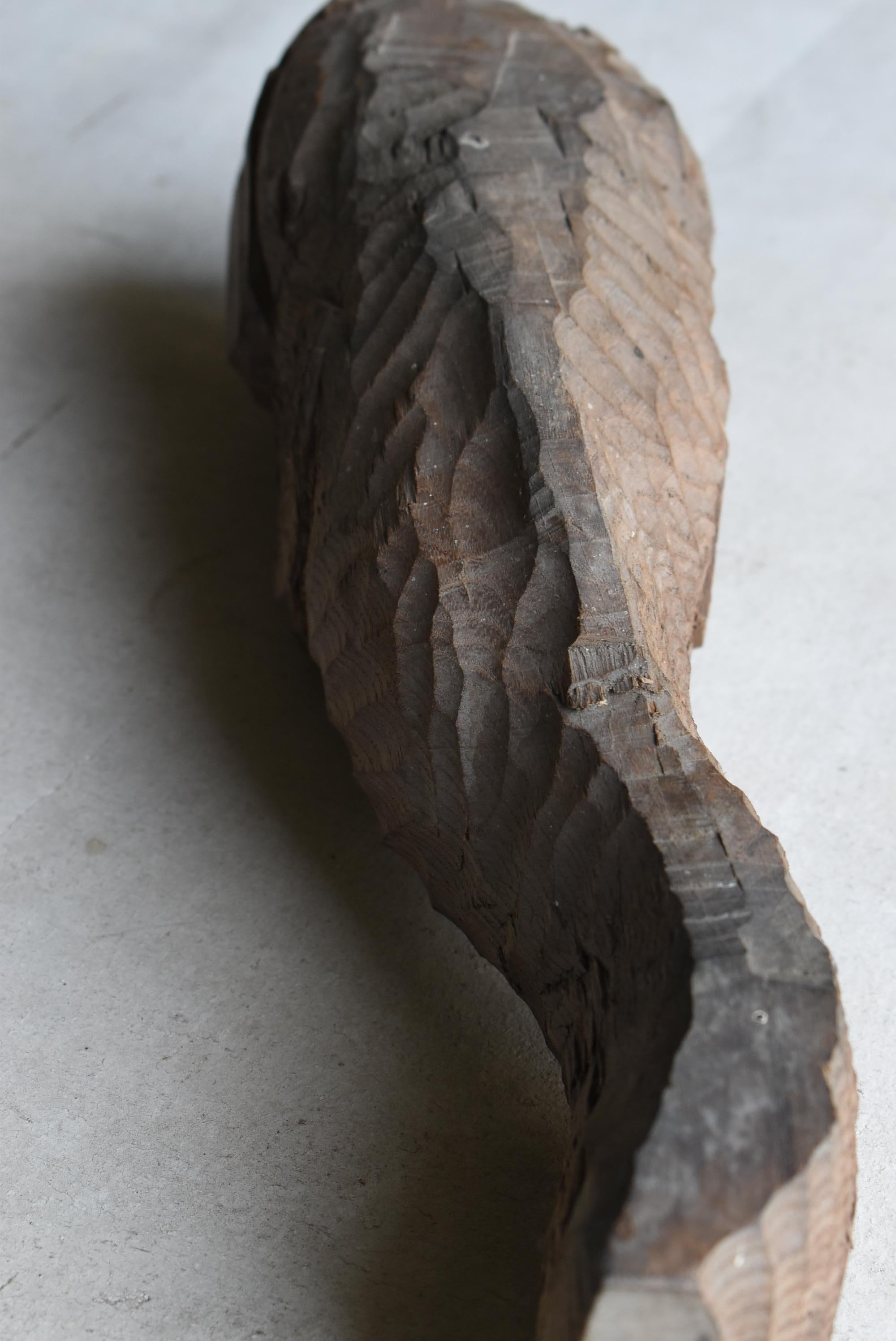Scultura antica giapponese in legno con pesce gatto 1900-1940 / Oggetto Wabisabi 6