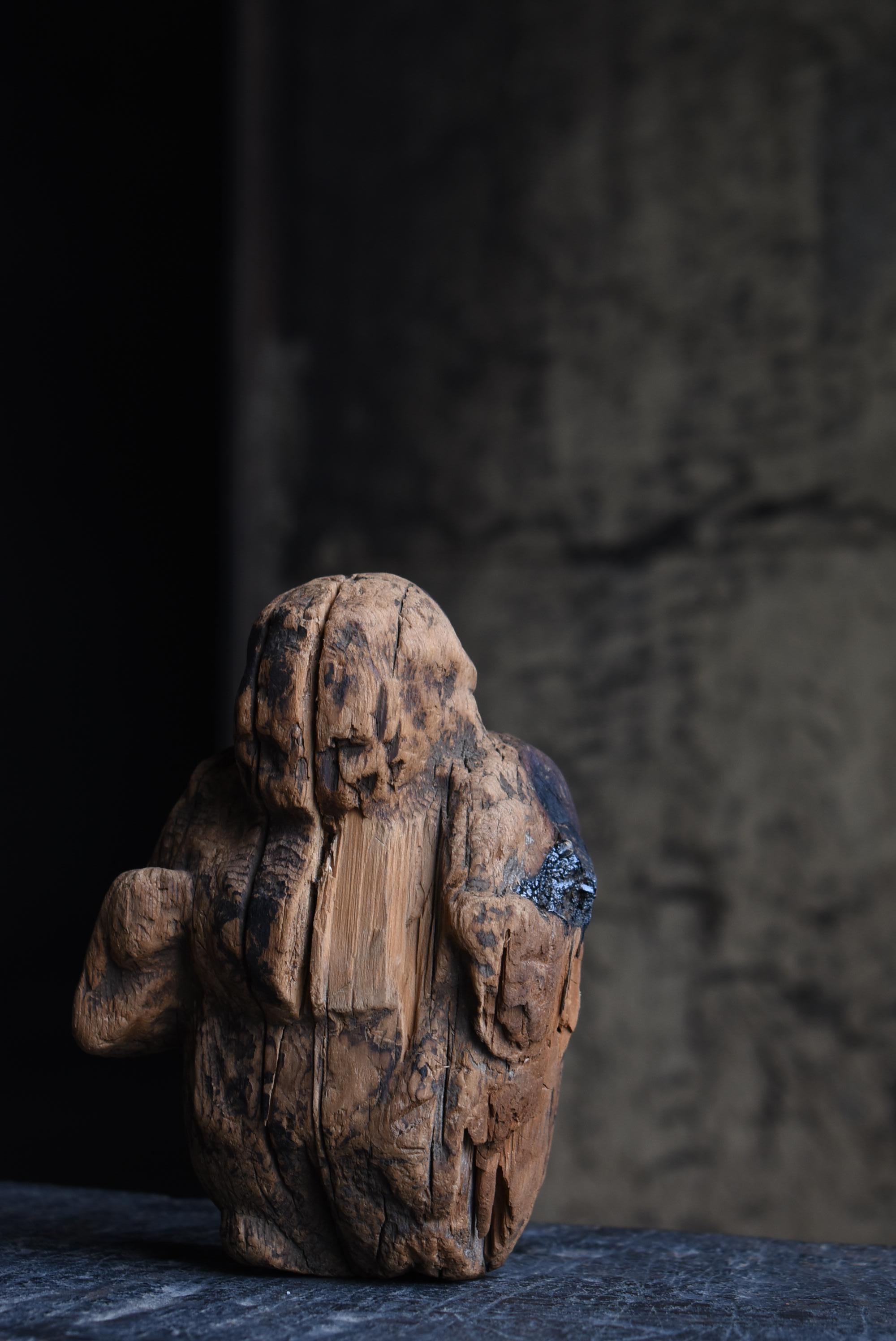 Sculpture japonaise ancienne en bois Daikokuten 1800s-1860s / Figurine Wabisabi en vente 5