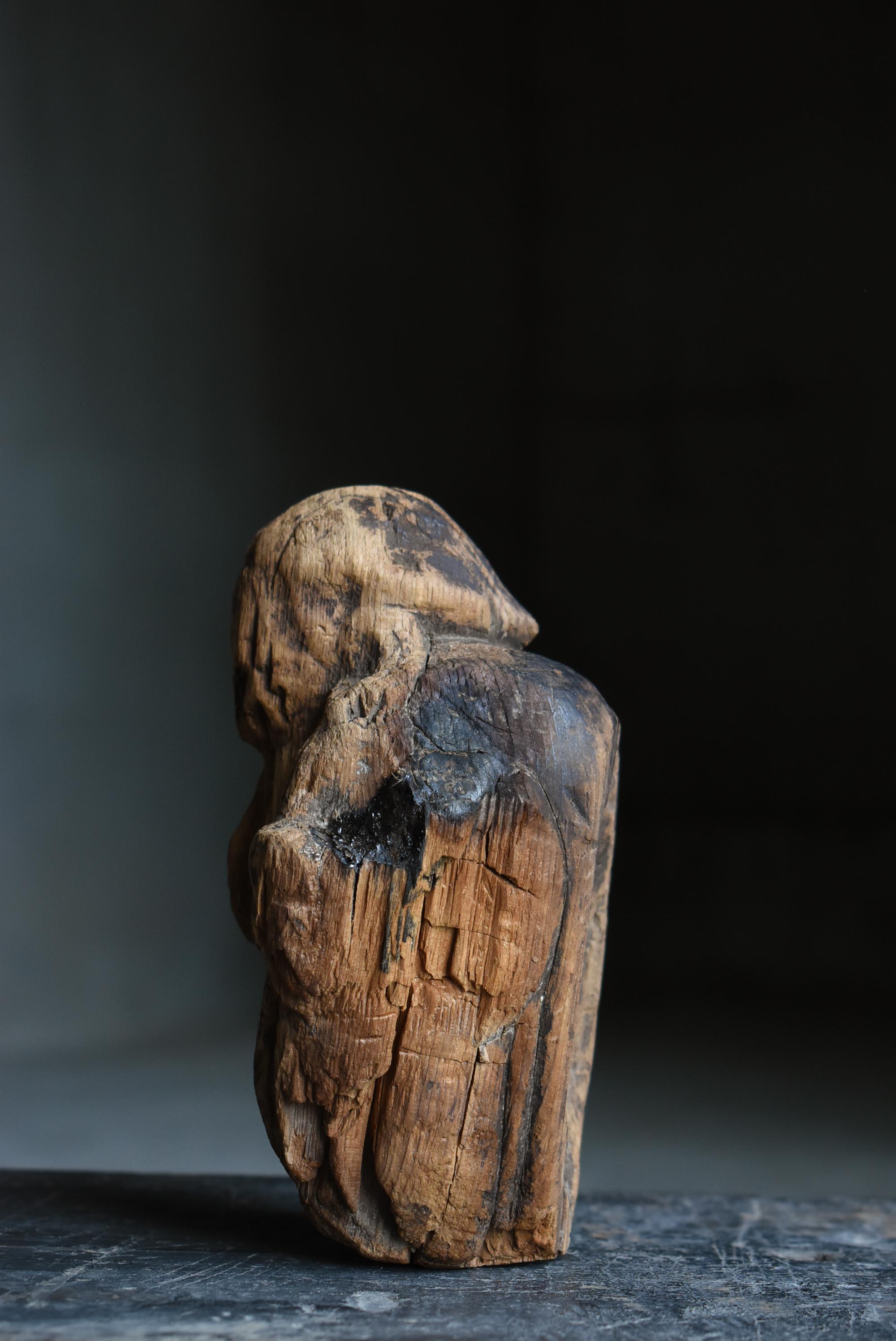 Sculpture japonaise ancienne en bois Daikokuten 1800s-1860s / Figurine Wabisabi Bon état - En vente à Chōsei District Nagara, JP