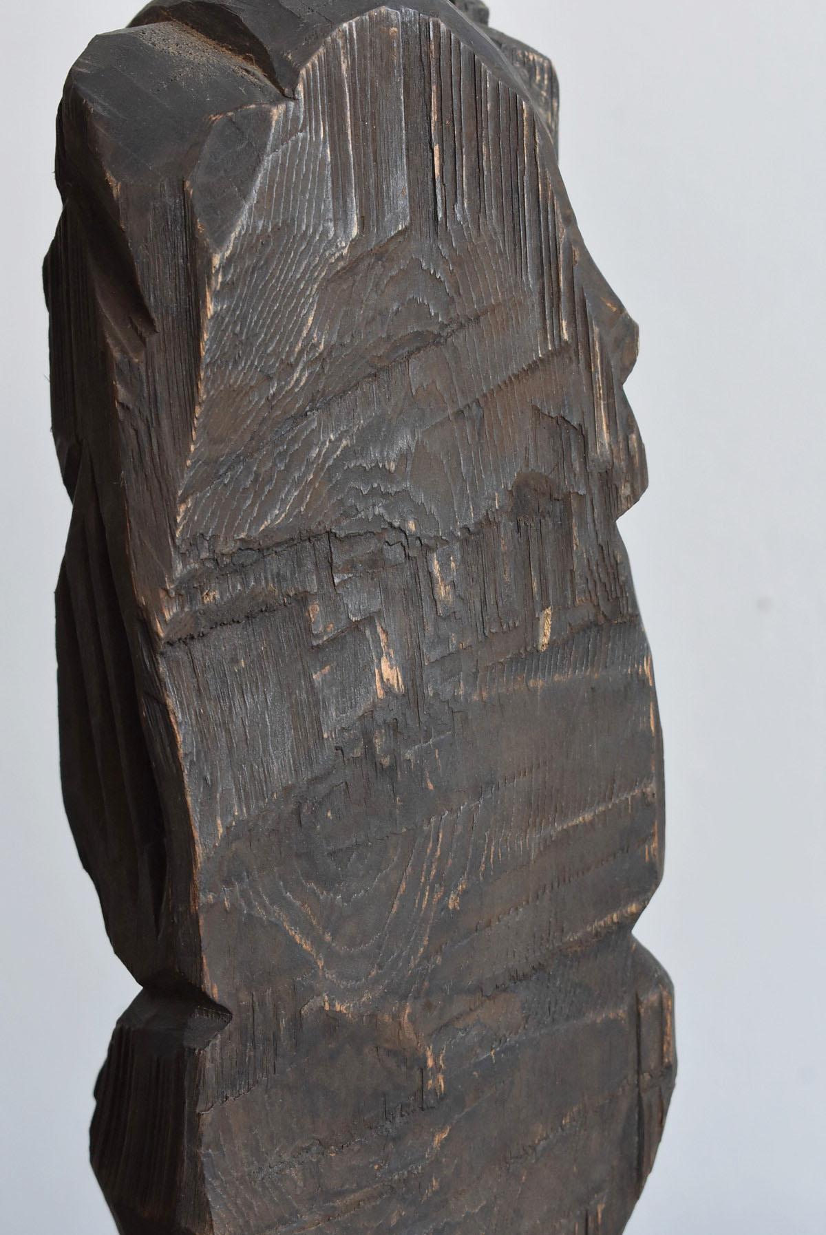 Cypress Japanese Antique Wood Carving Daikokuten / Folk Art Sculpture / Buddha Statue