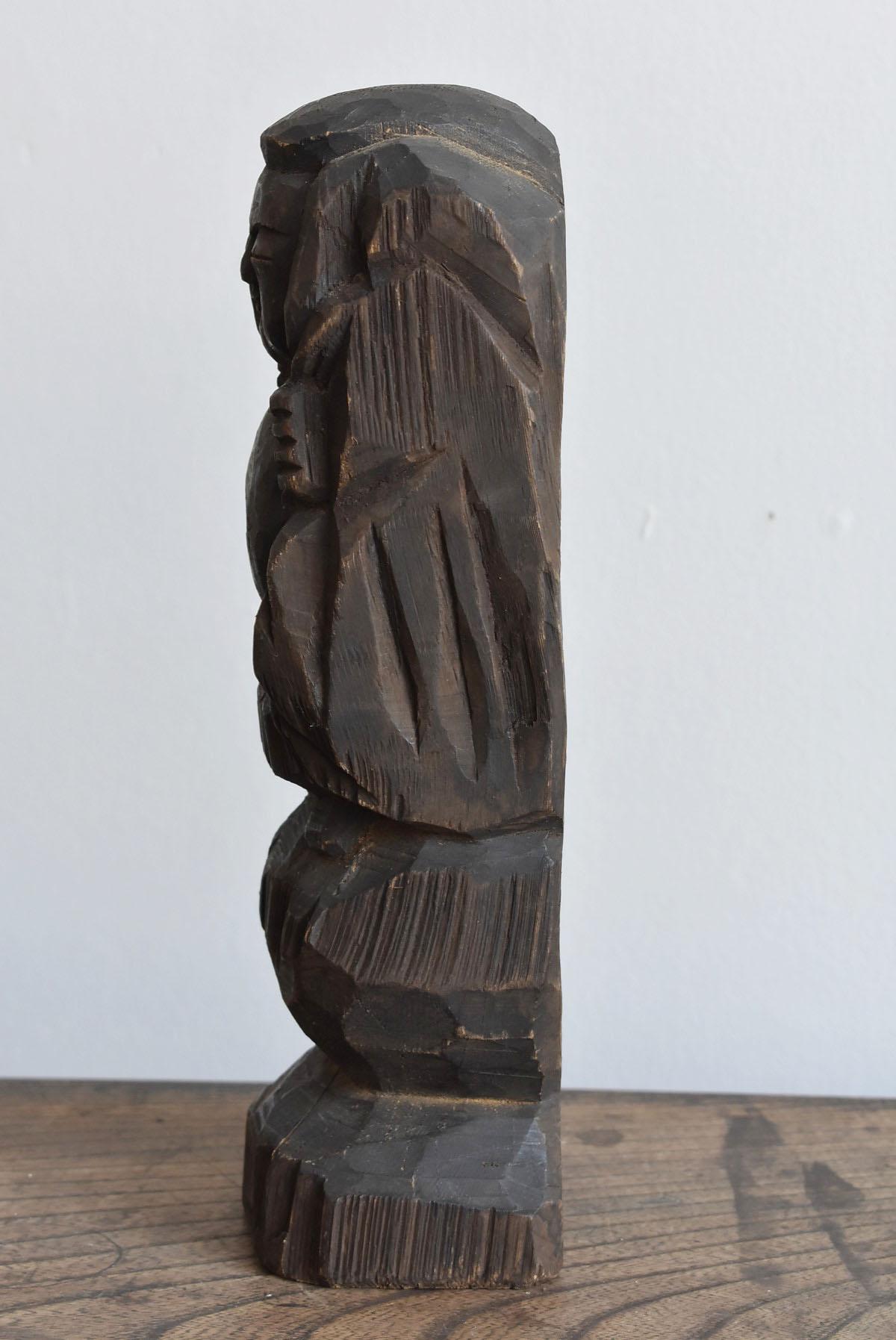 Japanese Antique Wood Carving Daikokuten / Folk Art Sculpture / Buddha Statue In Good Condition In Sammu-shi, Chiba