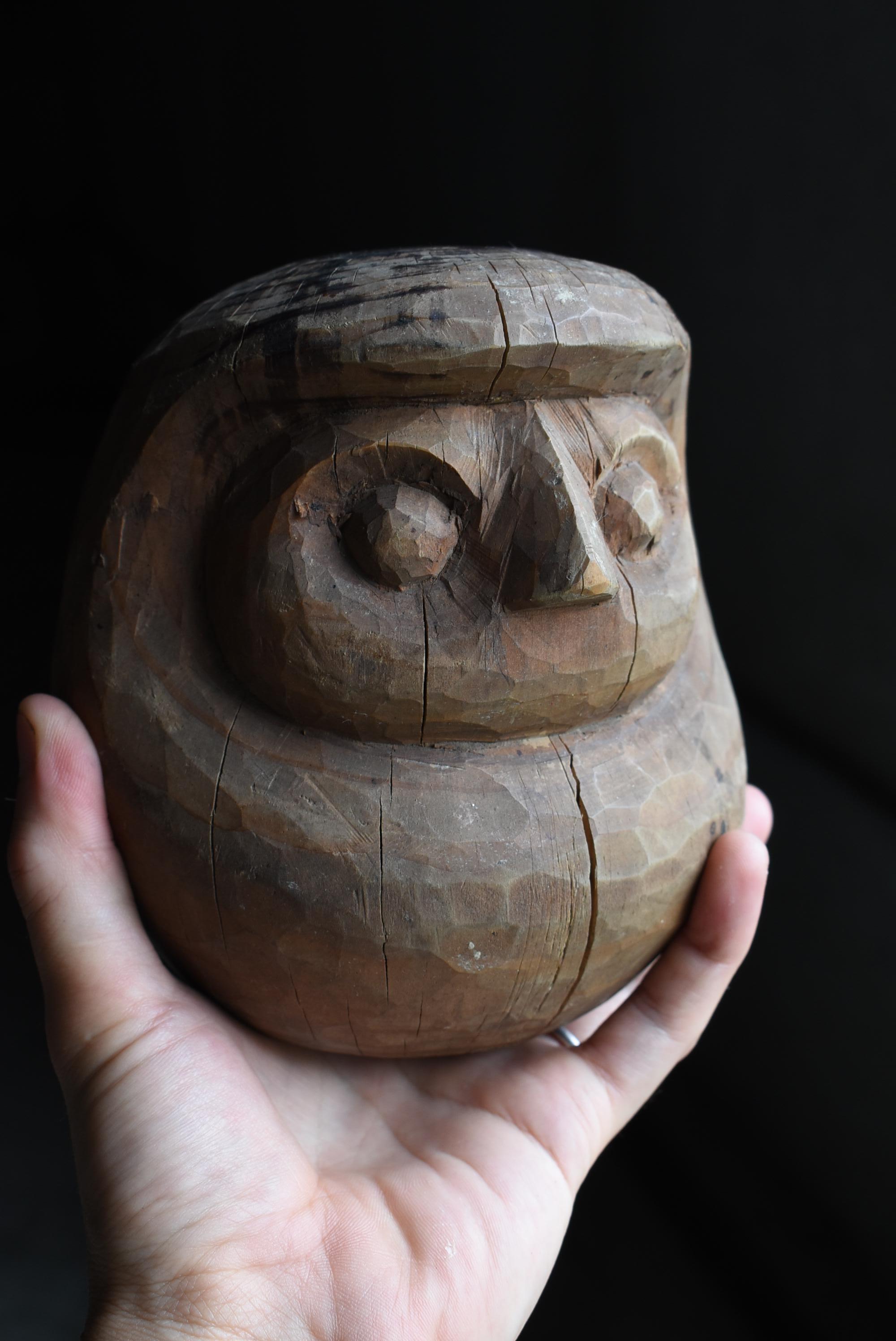Sculpture japonaise en bois ancien Daruma 1860s-1900s / Sculpture Mingei Wabi Sabi 6