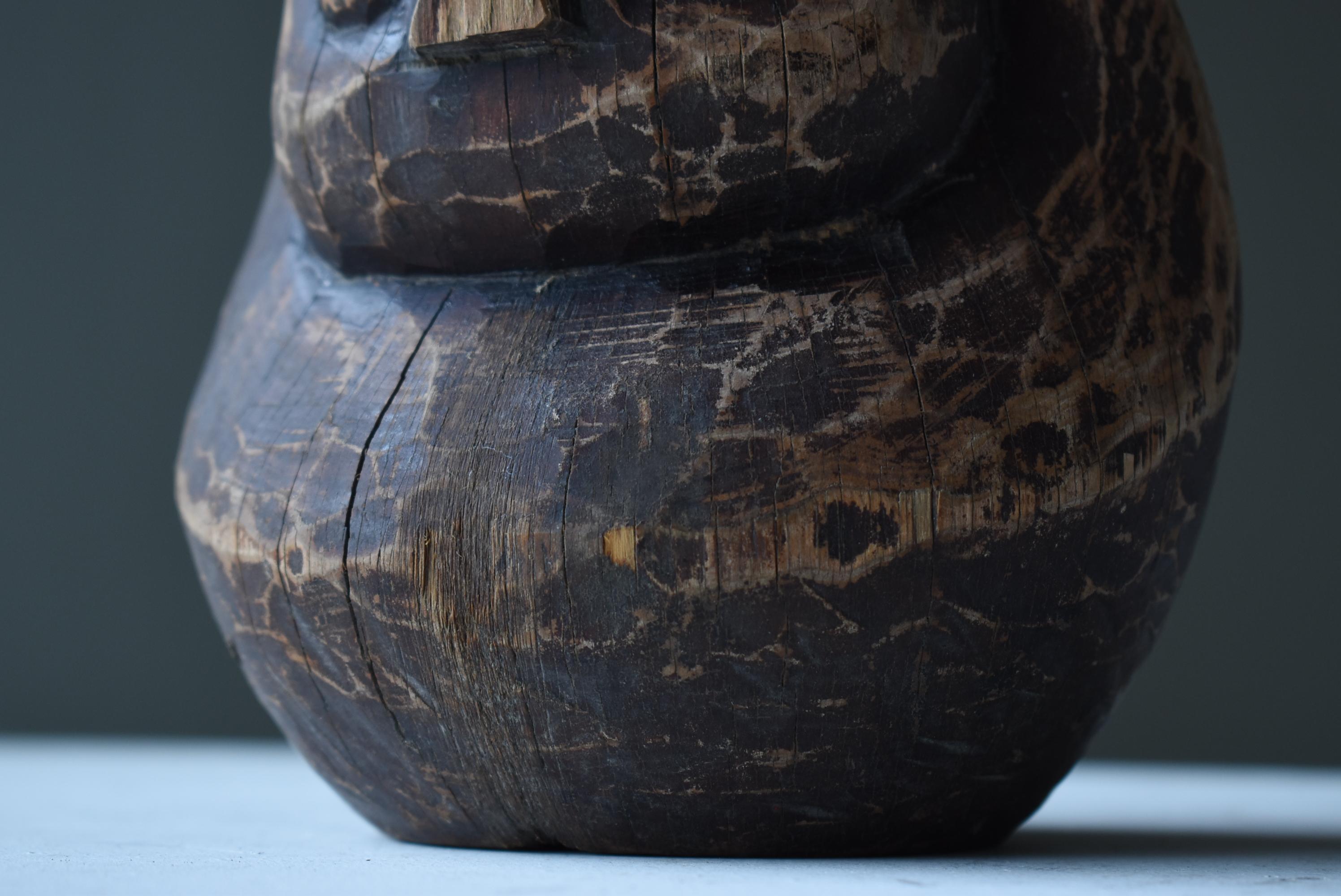 Meiji Japanese Antique Wood Carving Daruma 1860s-1900s / Sculpture Mingei Wabisabi