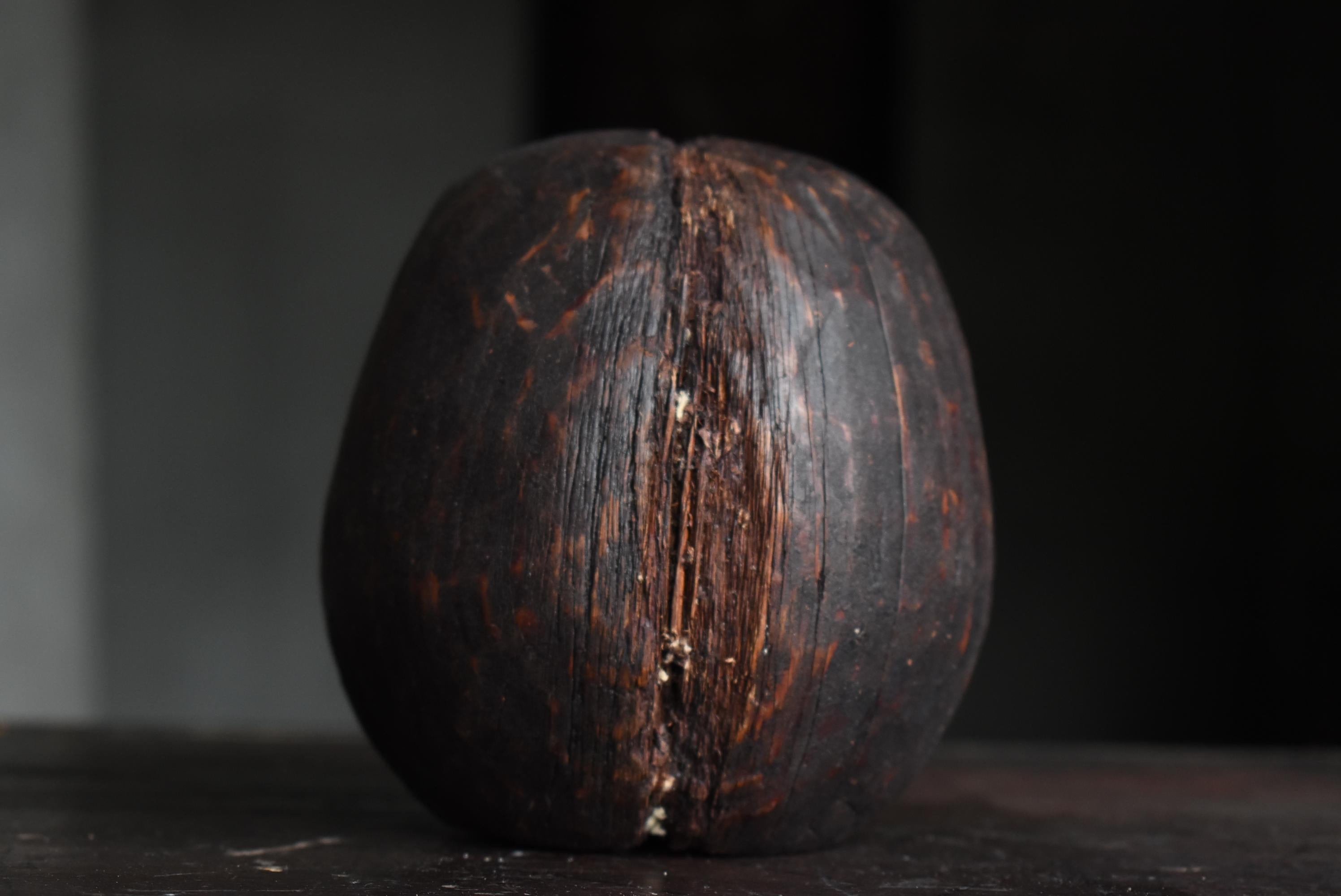 Japanese Antique Wood Carving Daruma 1860s-1900s / Sculpture Wabisabi 4