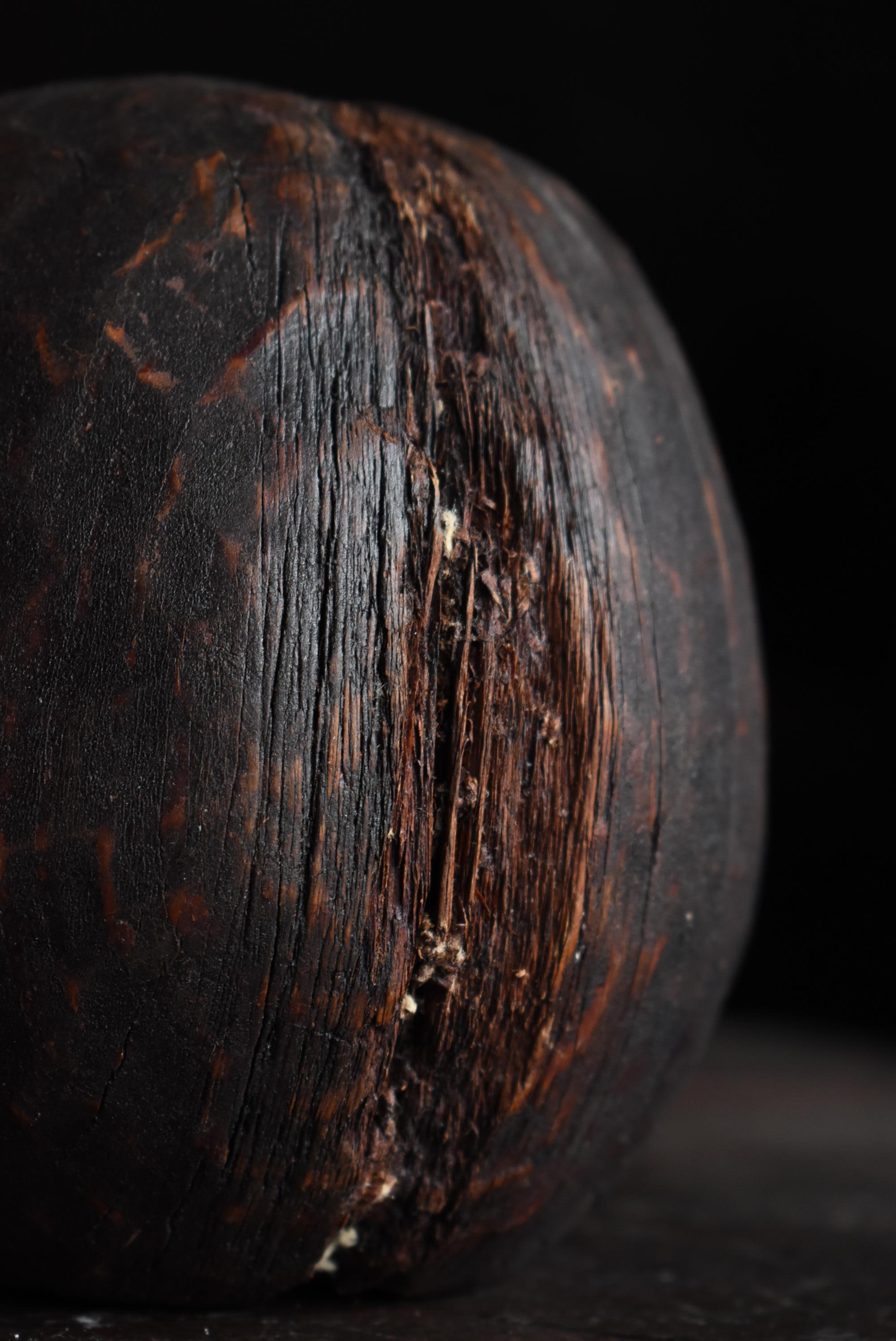Japanese Antique Wood Carving Daruma 1860s-1900s / Sculpture Wabisabi 5